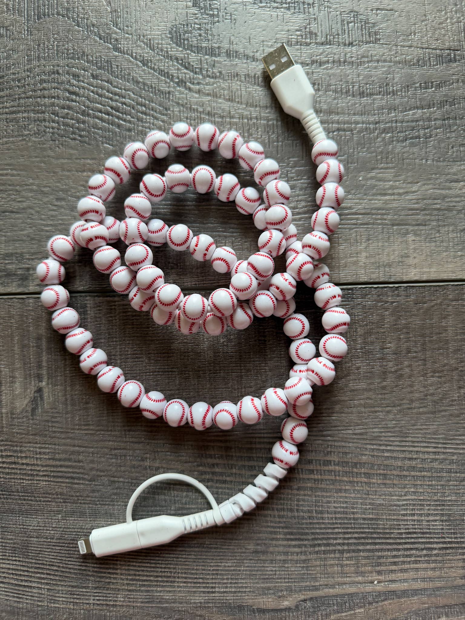 Beaded Phone Charger with Lightning & USB-C Cable Sports
