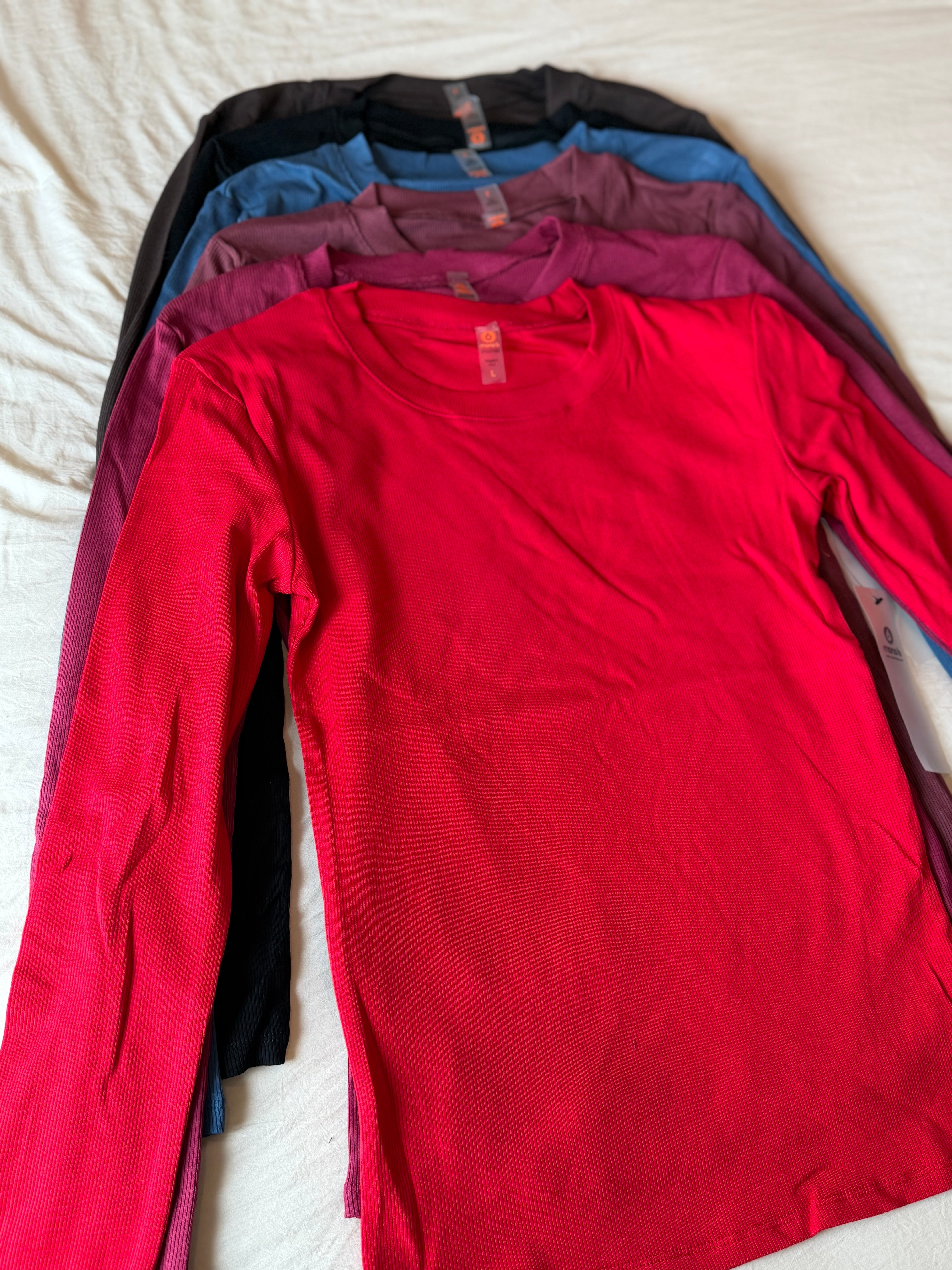 Mindy Essential Long-Sleeved Micro-Ribbed Top