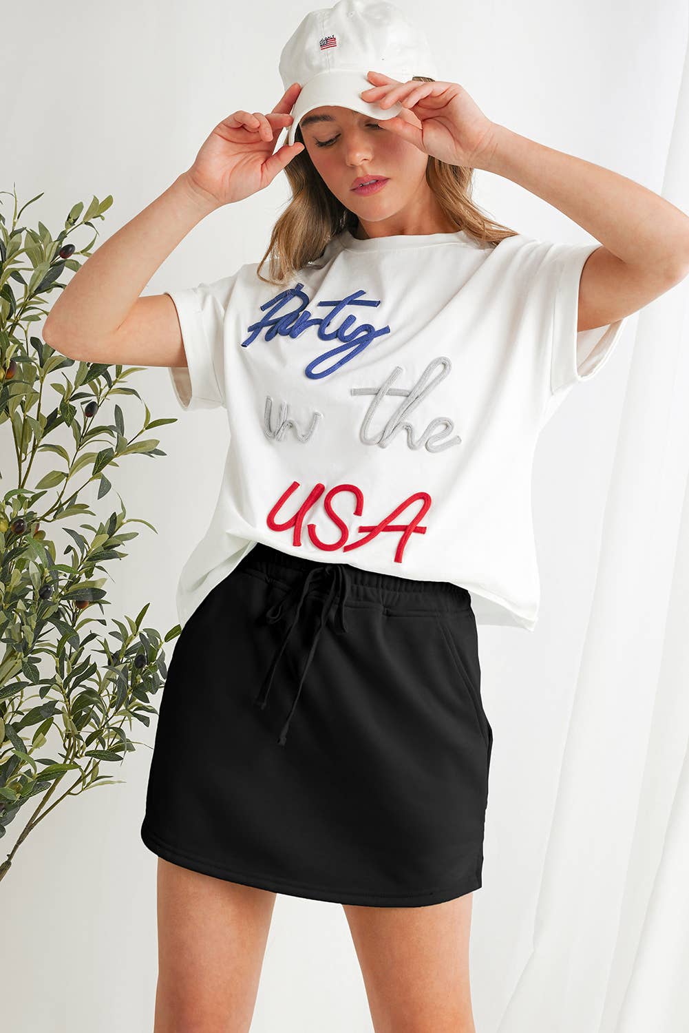 Casual Drawstring Mini French Terry Skort