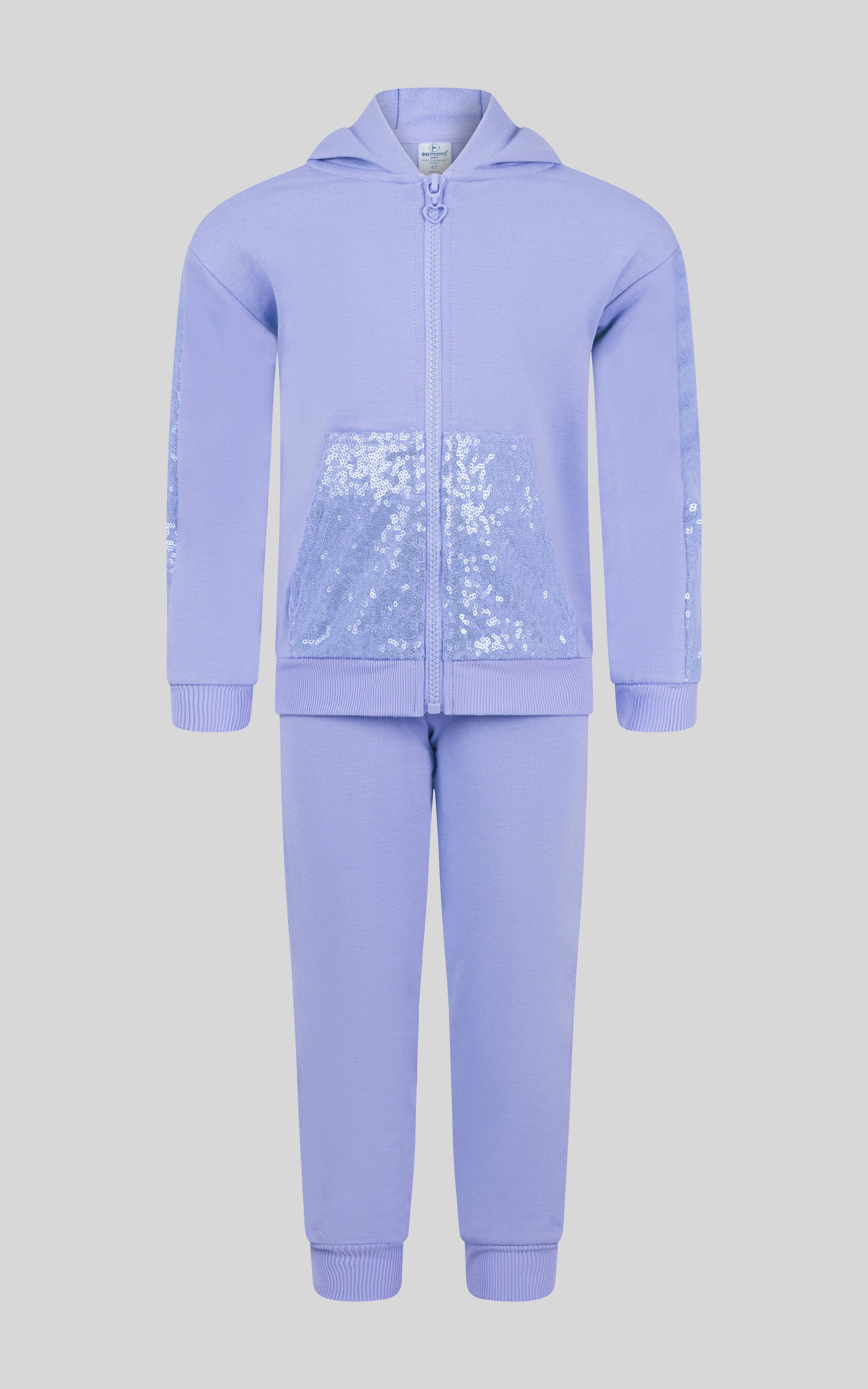 Toddler Girls Sequin Hoodie Jacket and Jogger Set