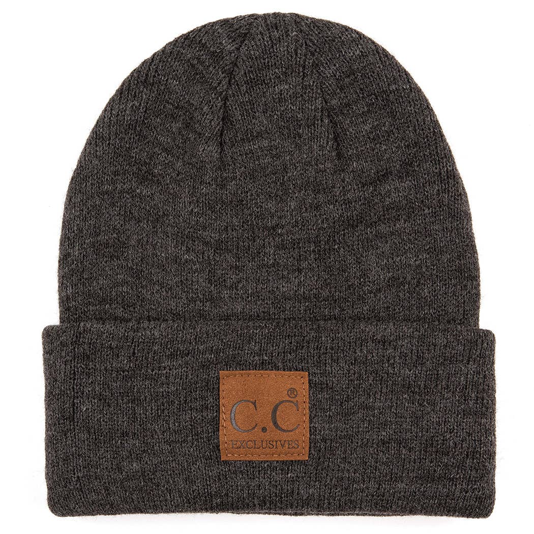Classic Beanie Hat with Suede Logo Patch