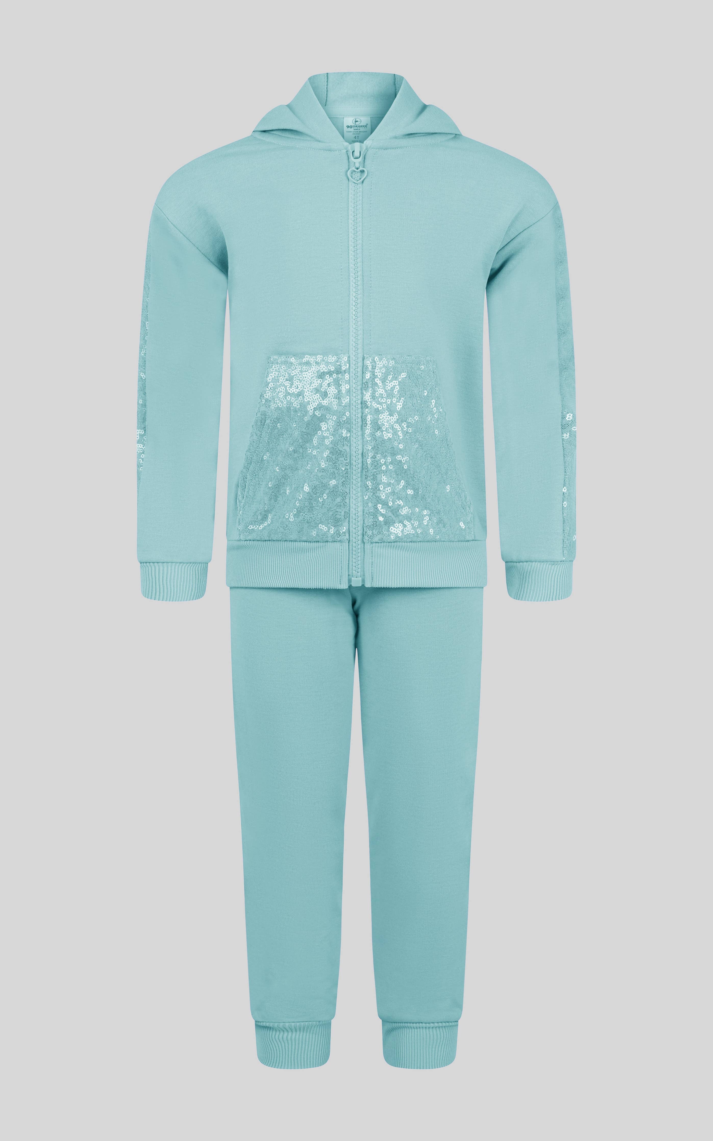 Toddler Girls Sequin Hoodie Jacket and Jogger Set