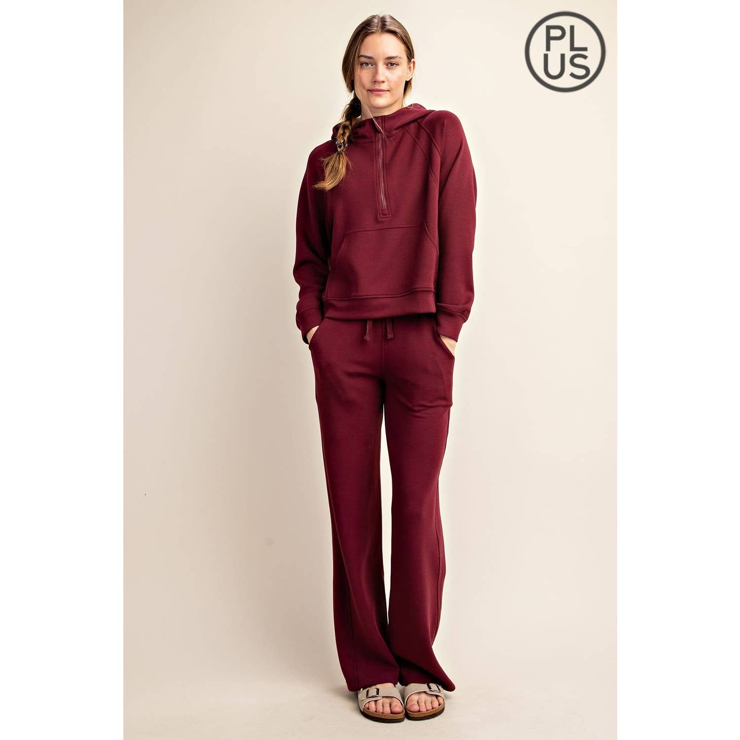 PLUS SIZE MODAL SCUBA QUARTER ZIP HODDIE JACKET