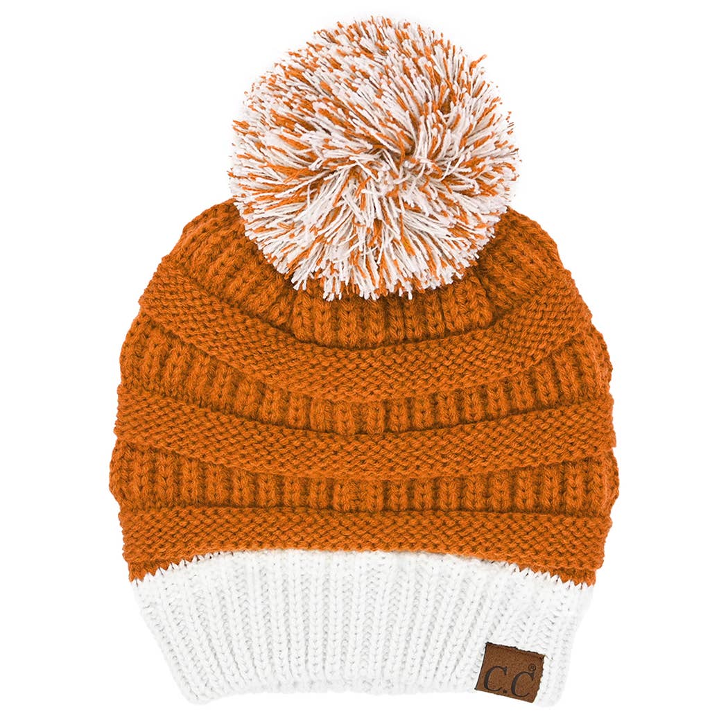 ISU Inspired Color Yarn Beanie with Pom Pom
