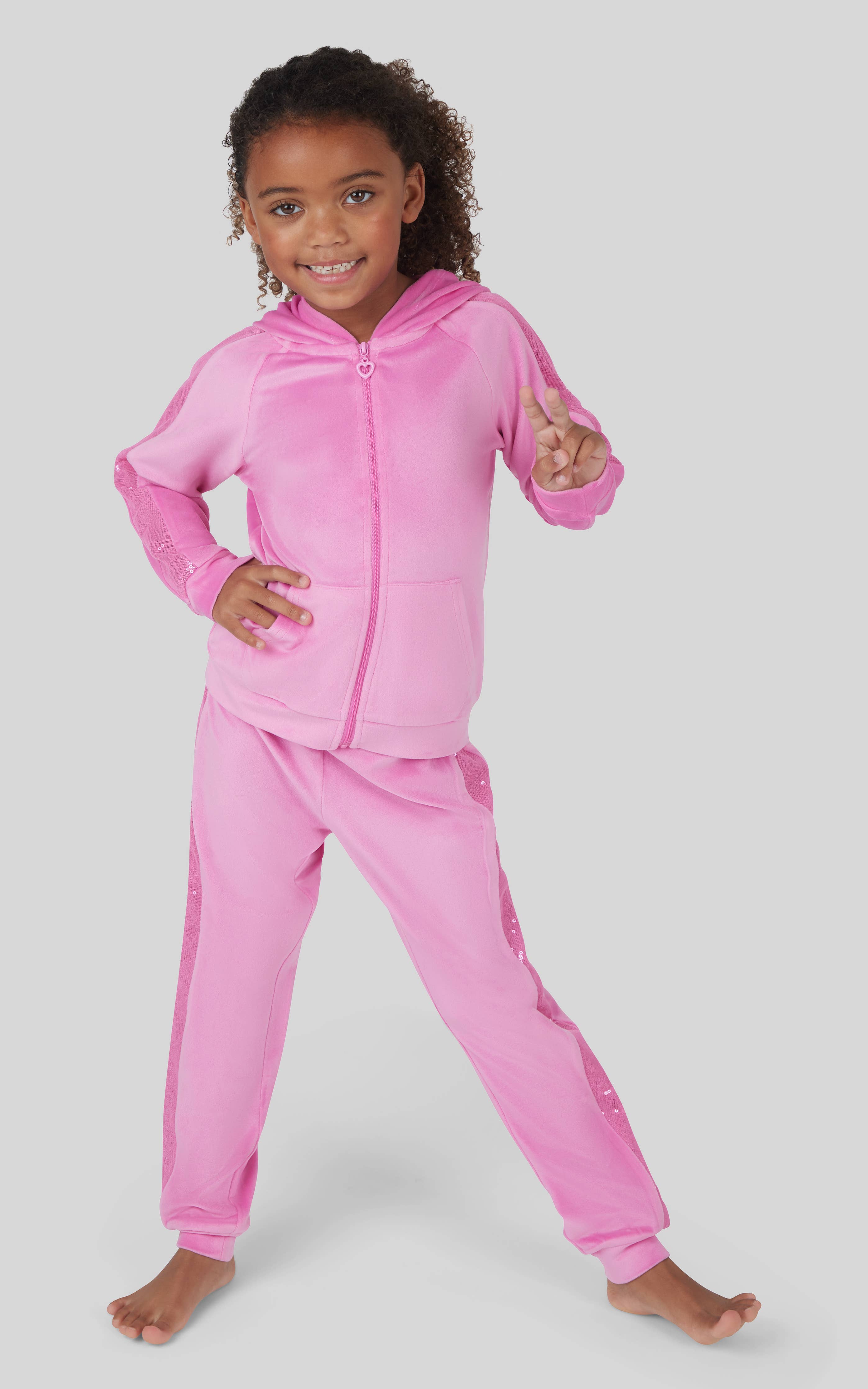Little Girls - Velour Shimmer Hoodie and Jogger - Set