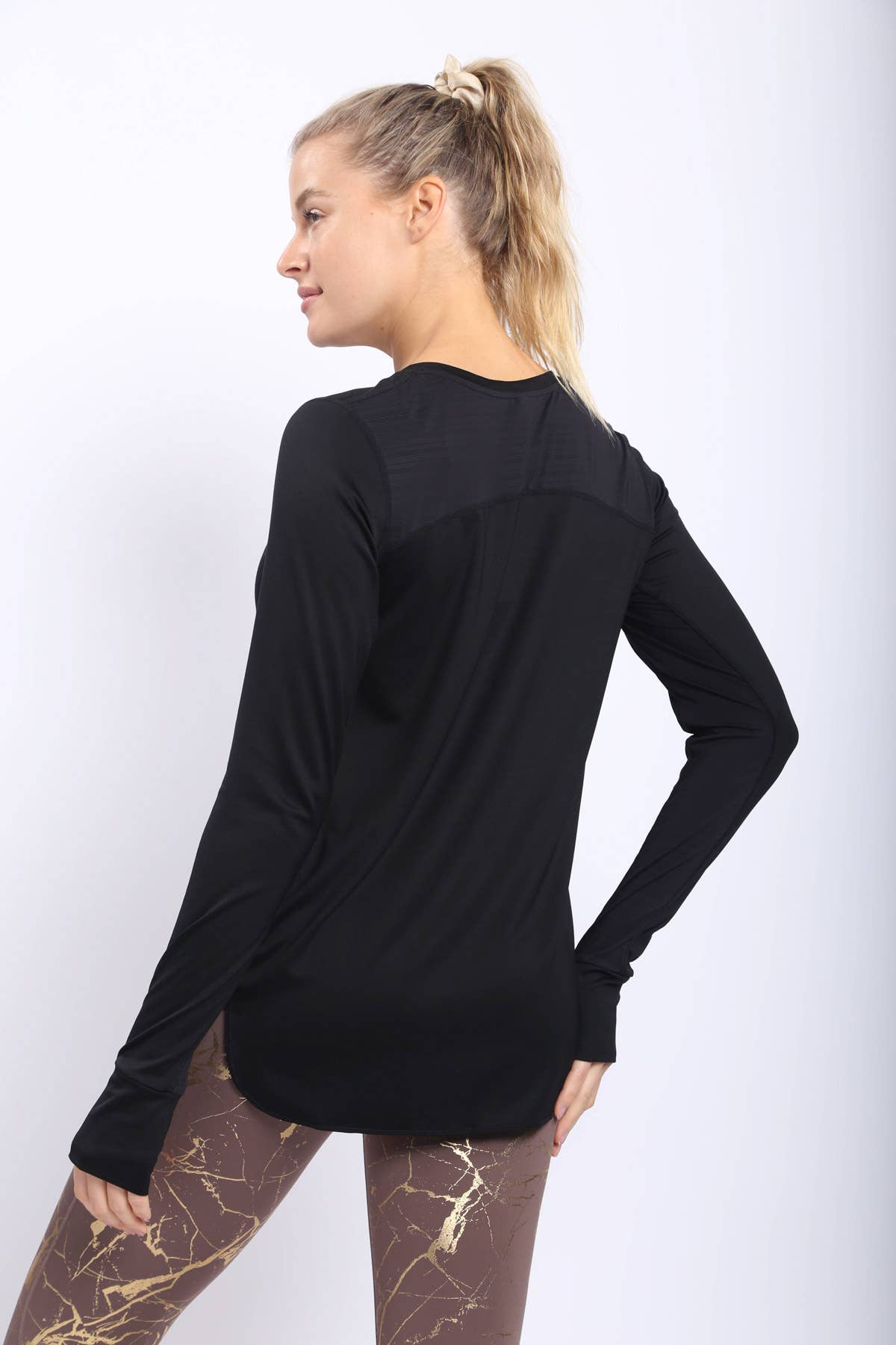 Active Top with Breathable Panels and Thumb Holes