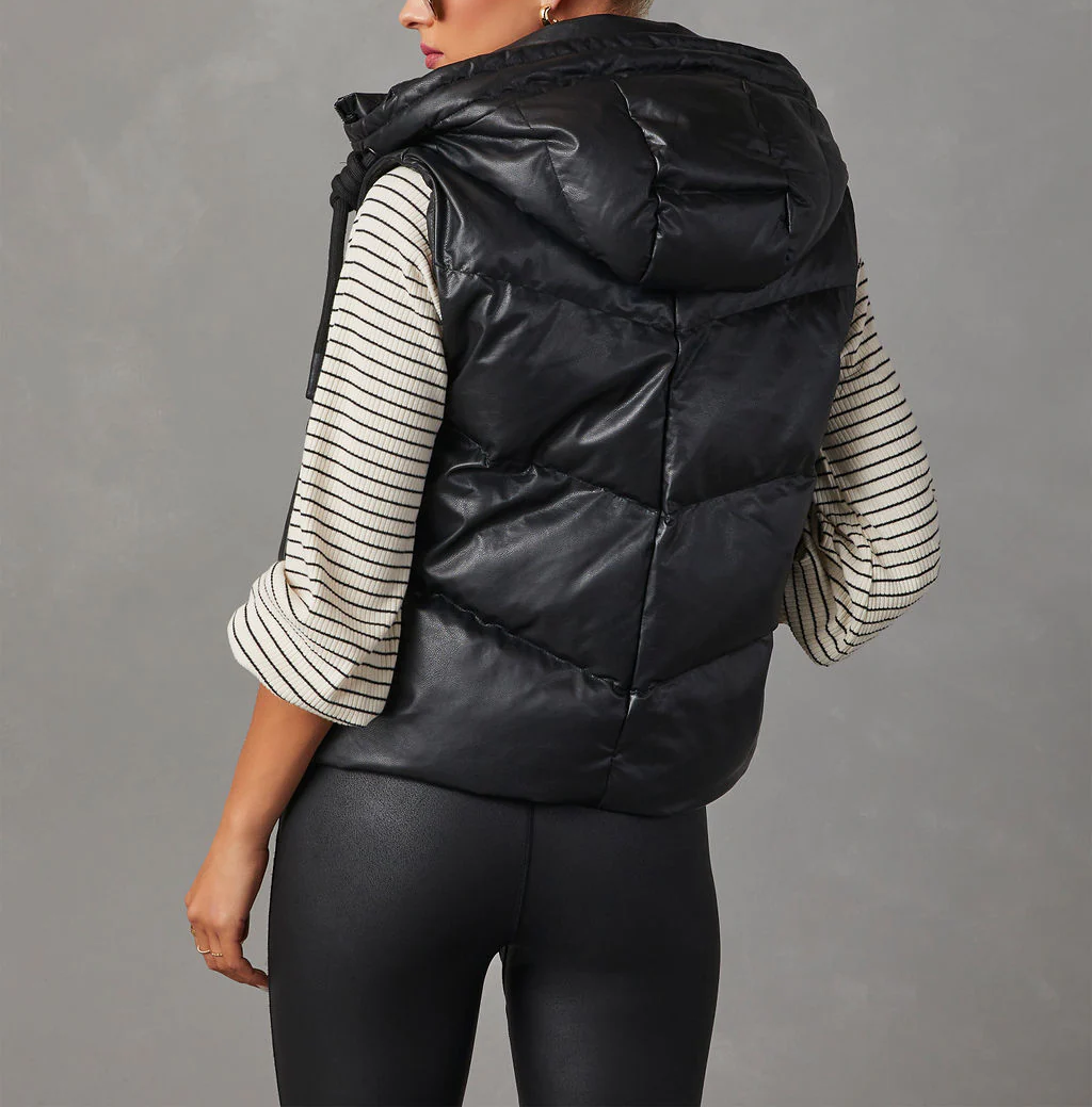 Hooded Puffer Double Slip Pocket Vest