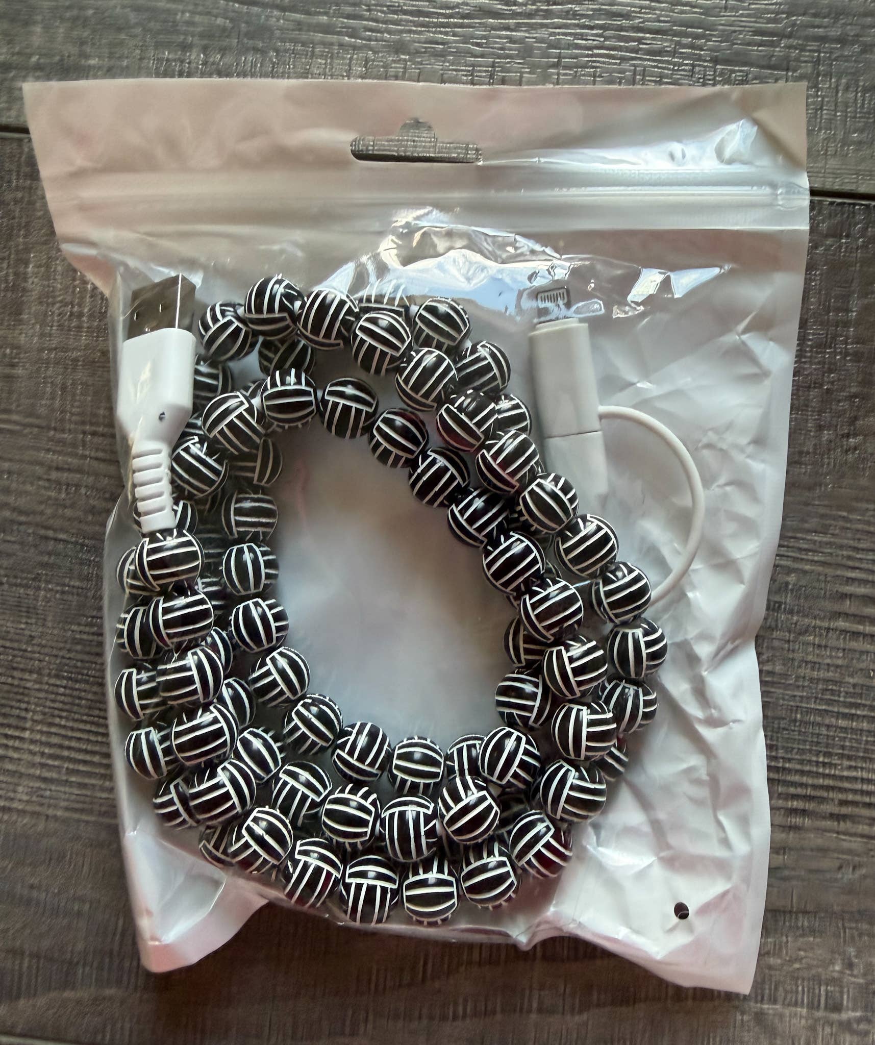 Beaded Phone Charger with Lightning & USB-C Cable Sports