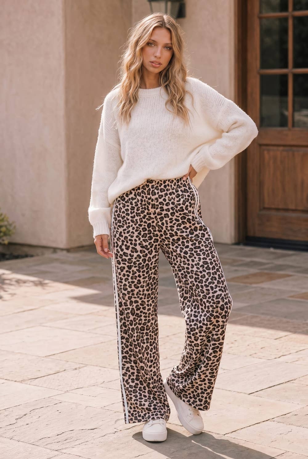 Leslie Leopard Print Wide Leg Pants