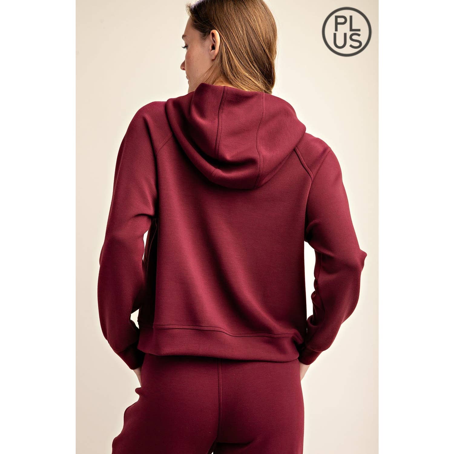 PLUS SIZE MODAL SCUBA QUARTER ZIP HODDIE JACKET