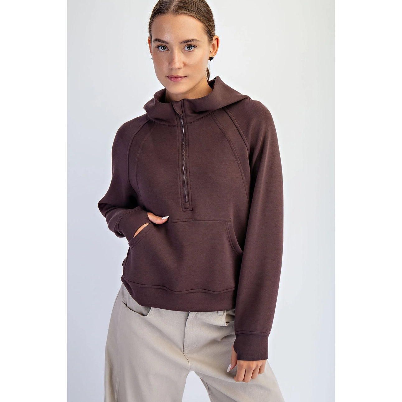 MODAL SCUBA QUARTER ZIP HODDIE JACKET