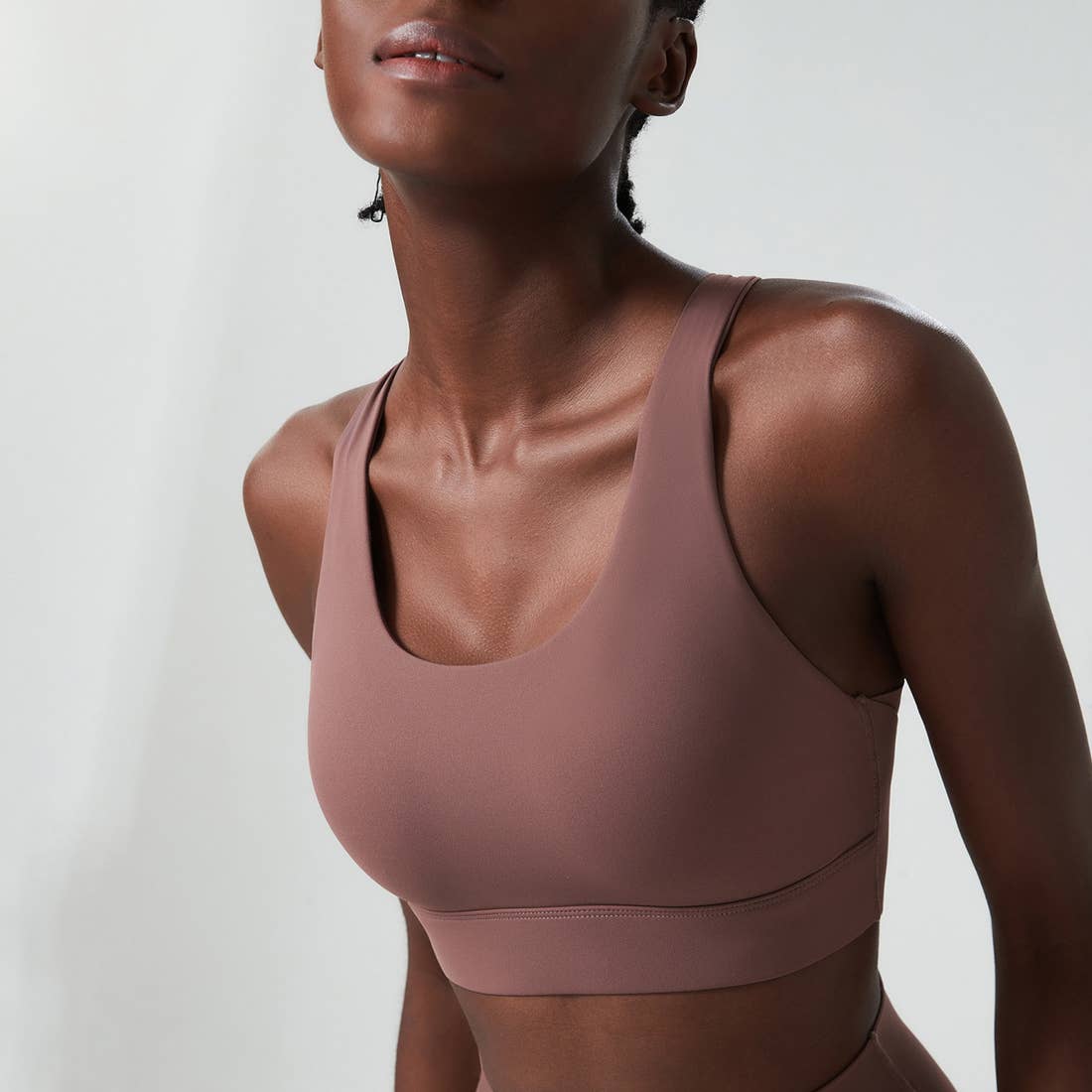Solid Color Back Buckle High Support Fitness Sports Bra