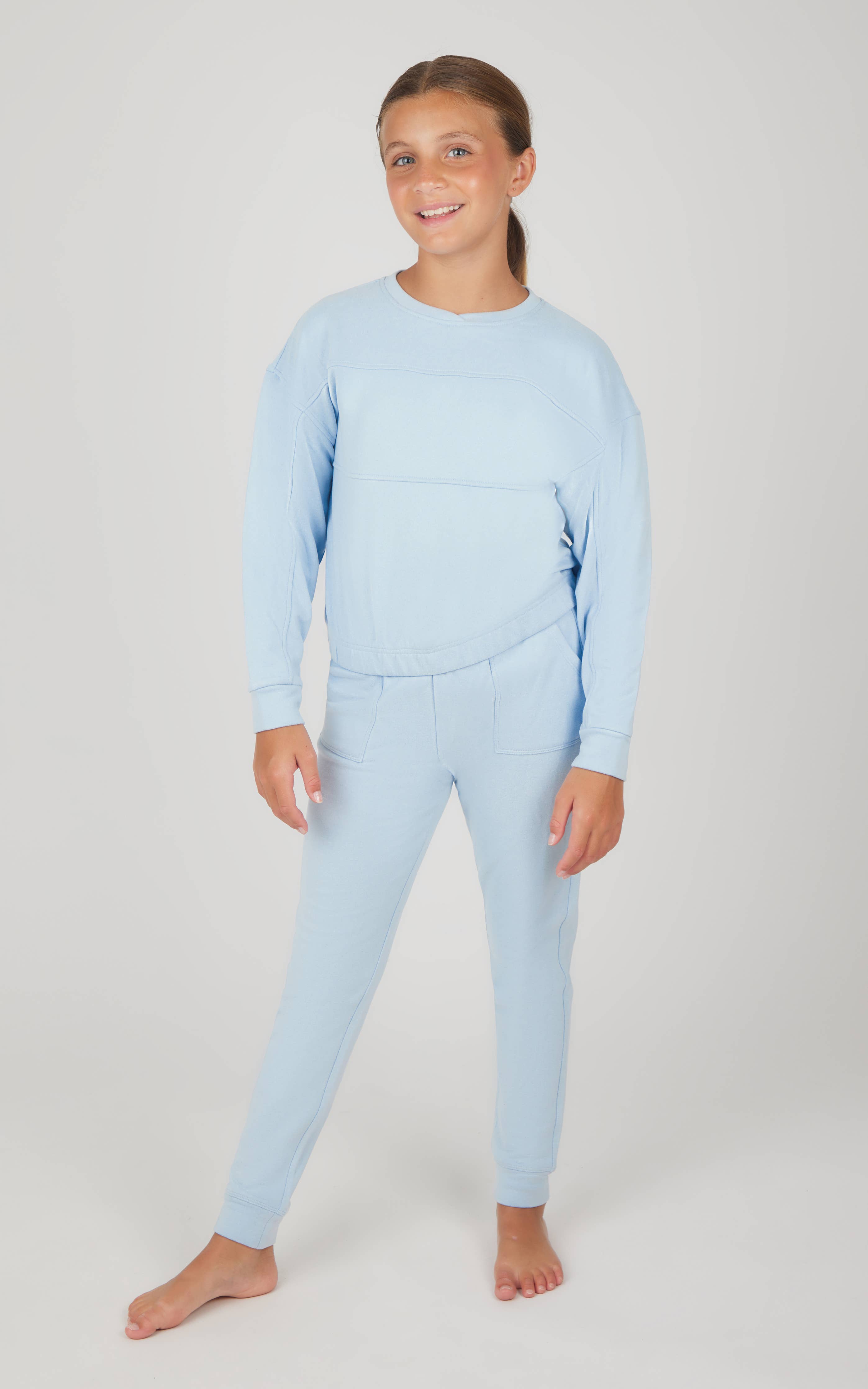 Tween Girls Melange Long Sleeve and Jogger Set