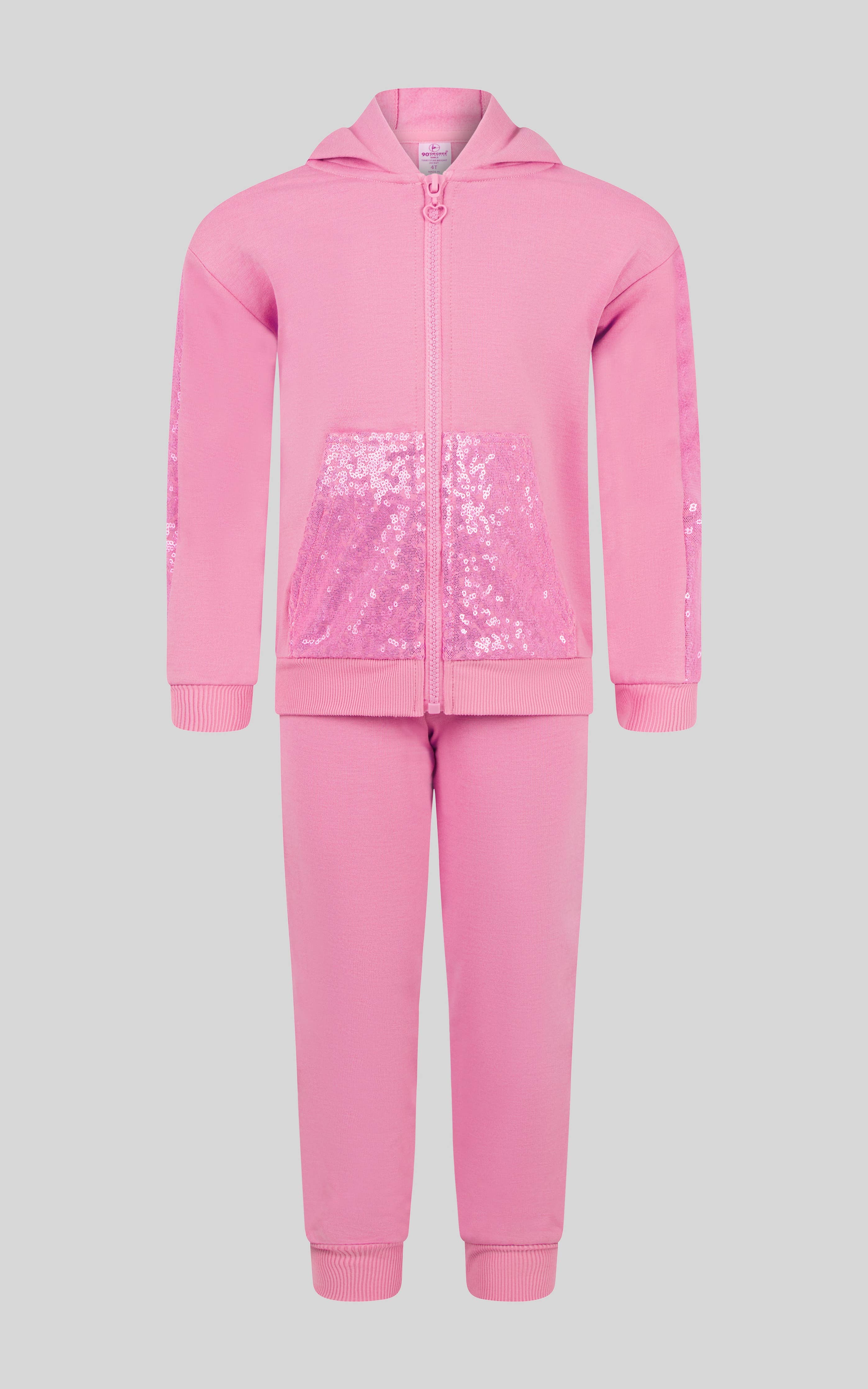 Toddler Girls Sequin Hoodie Jacket and Jogger Set
