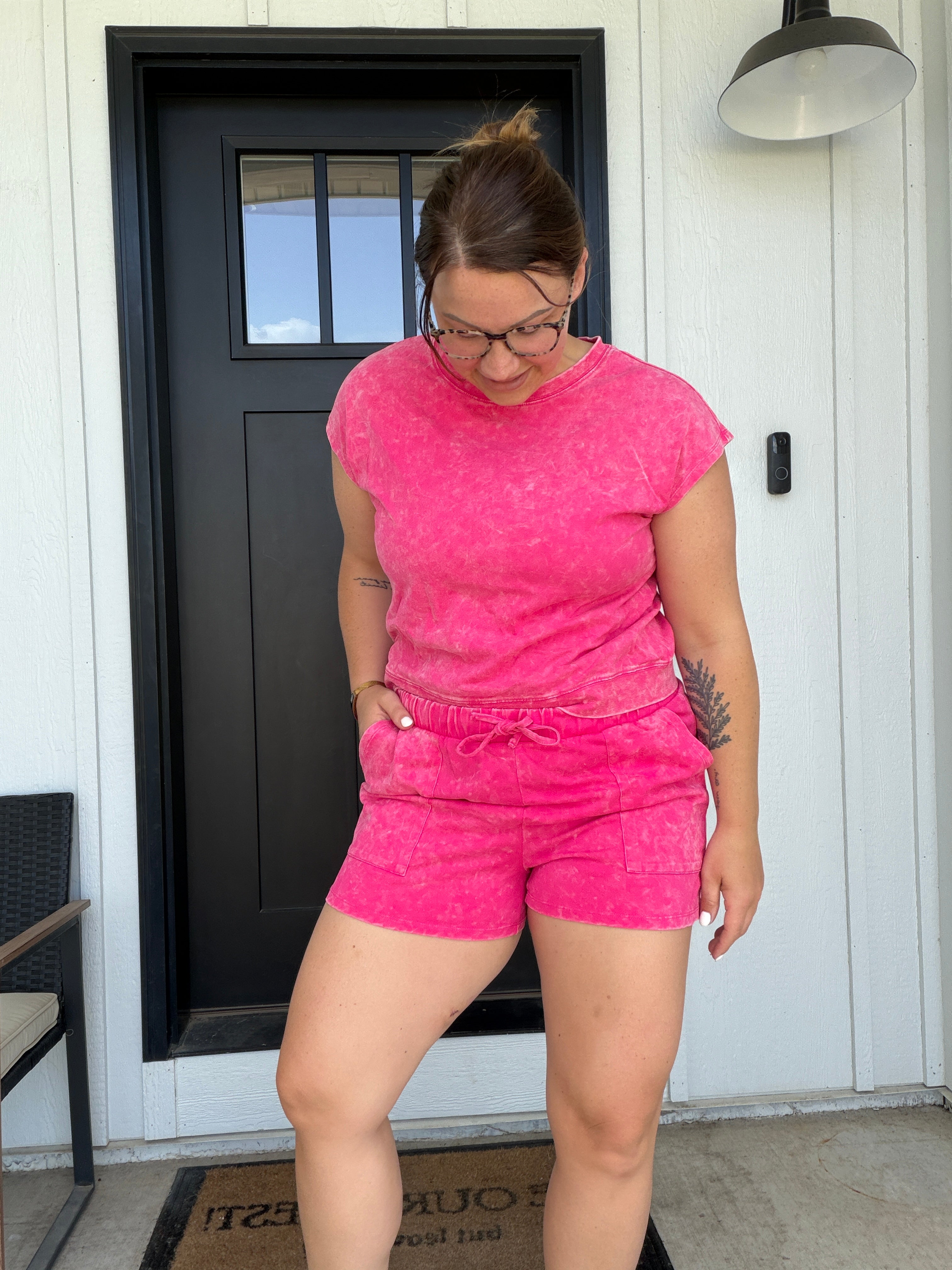 LAS Mineral Wash Drawstring Shorts Set