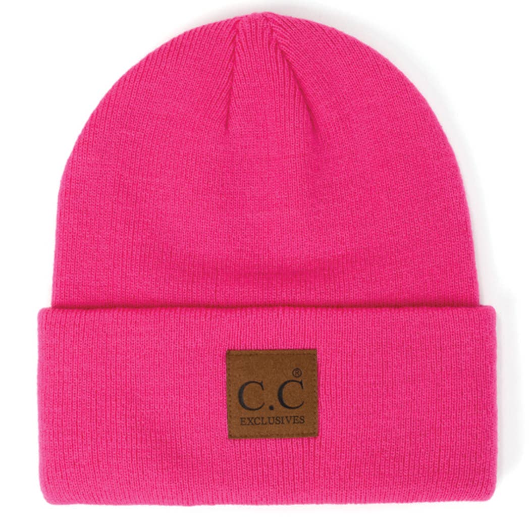 Classic Beanie Hat with Suede Logo Patch