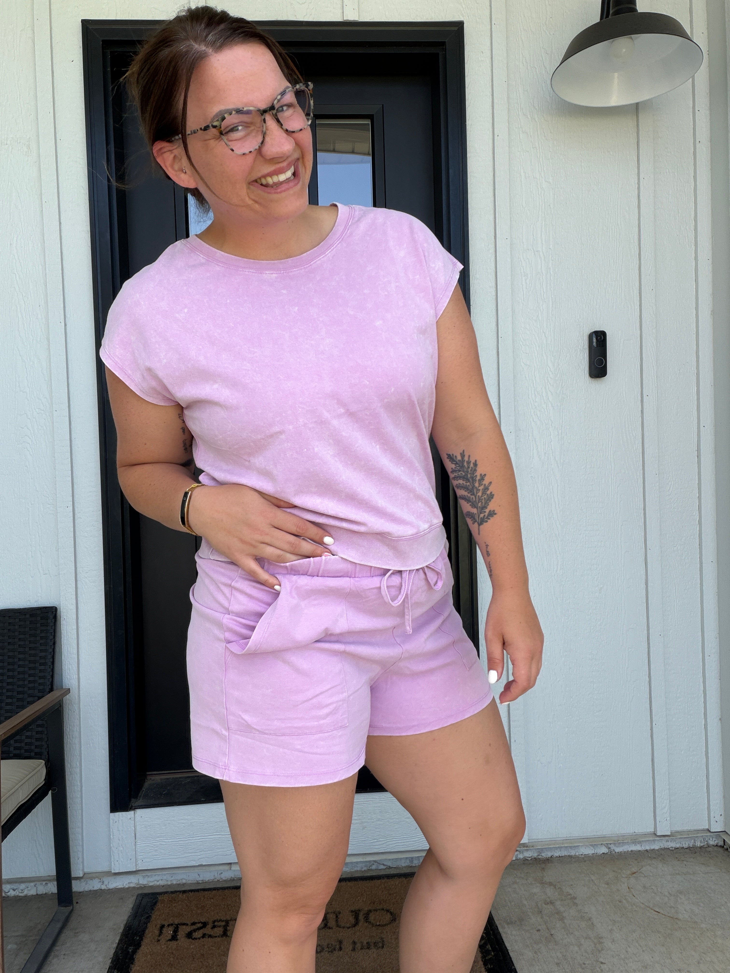 LAS Mineral Wash Drawstring Shorts Set