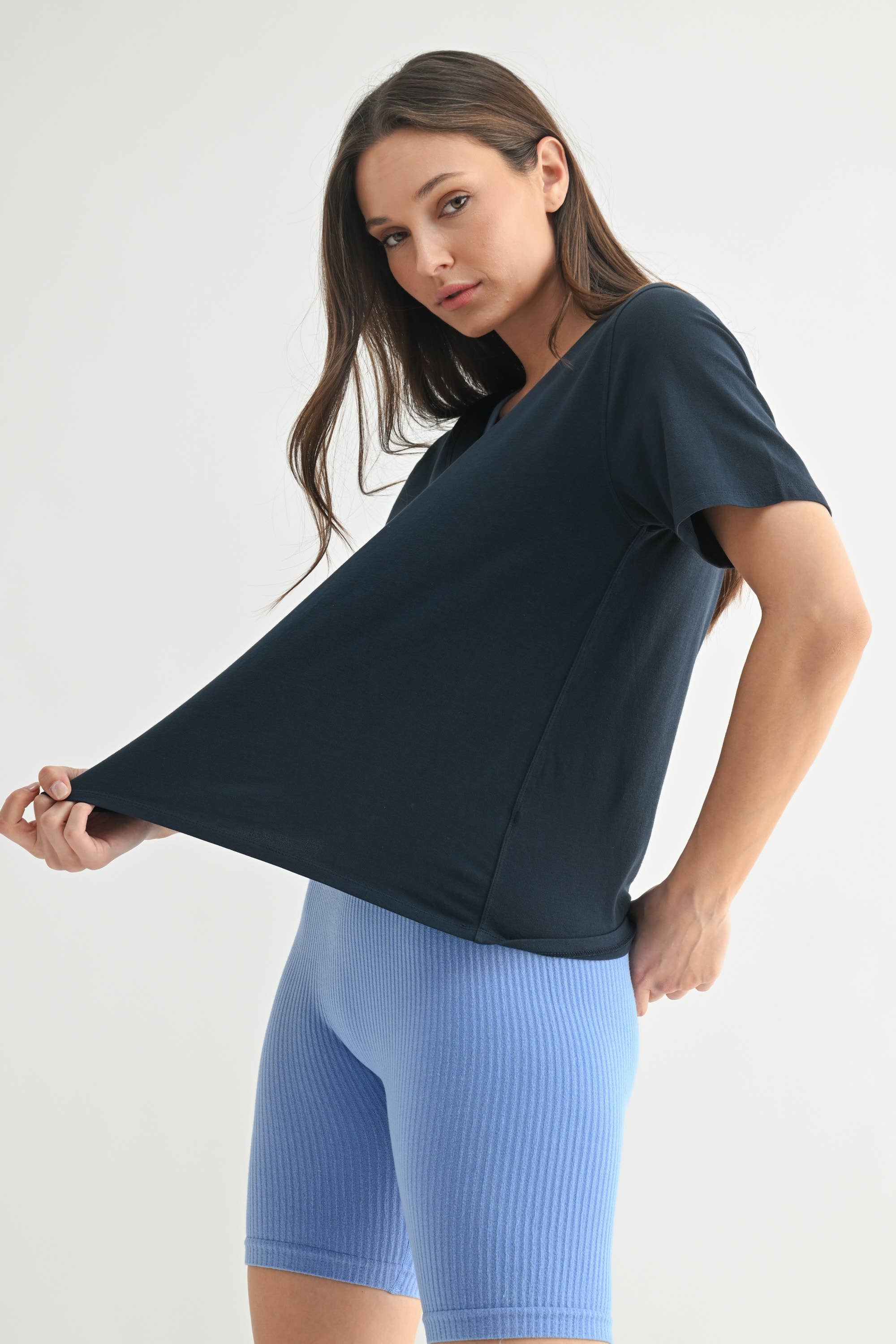 Pima Cotton Blend V-Neck Tee