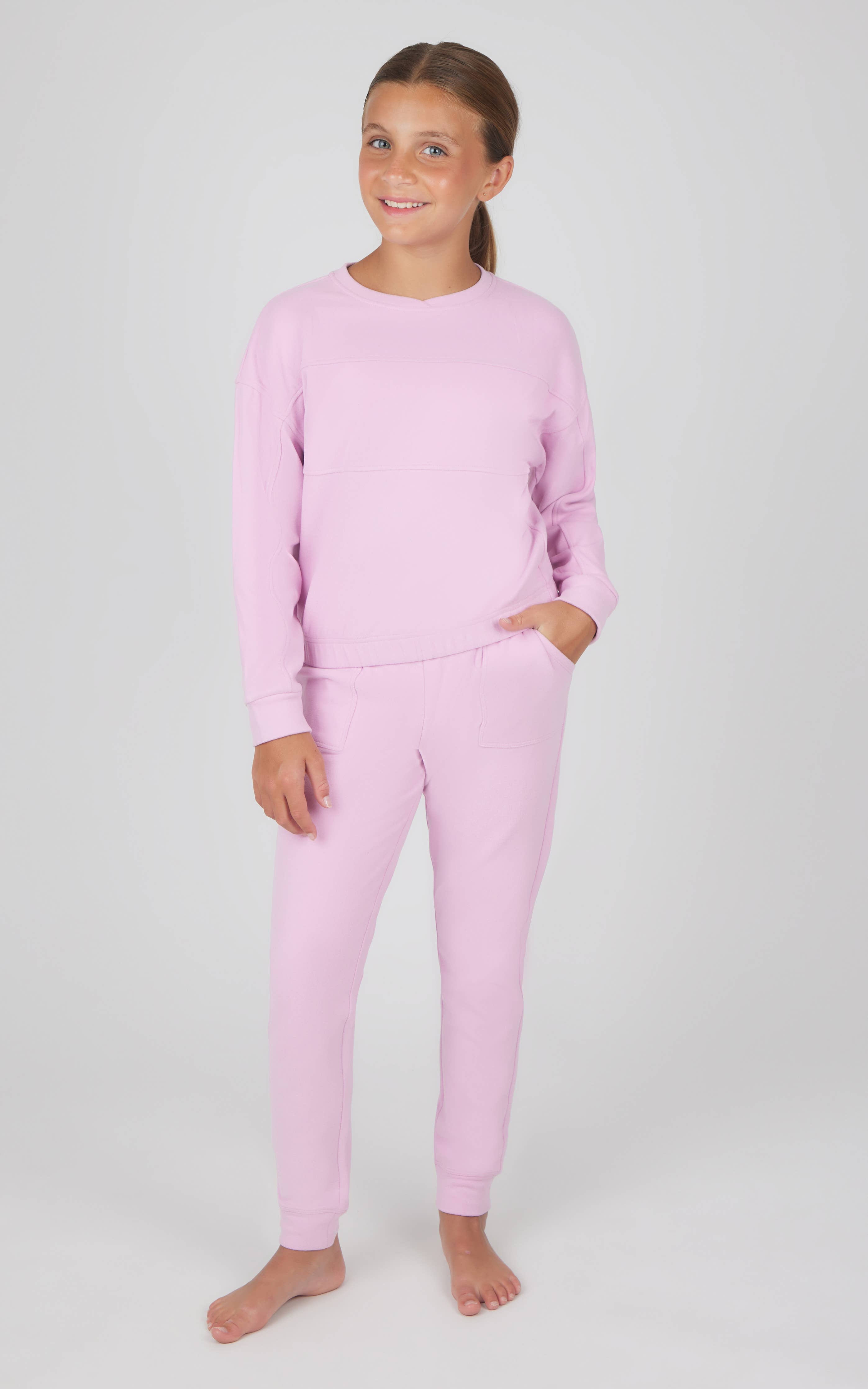Tween Girls Melange Long Sleeve and Jogger Set