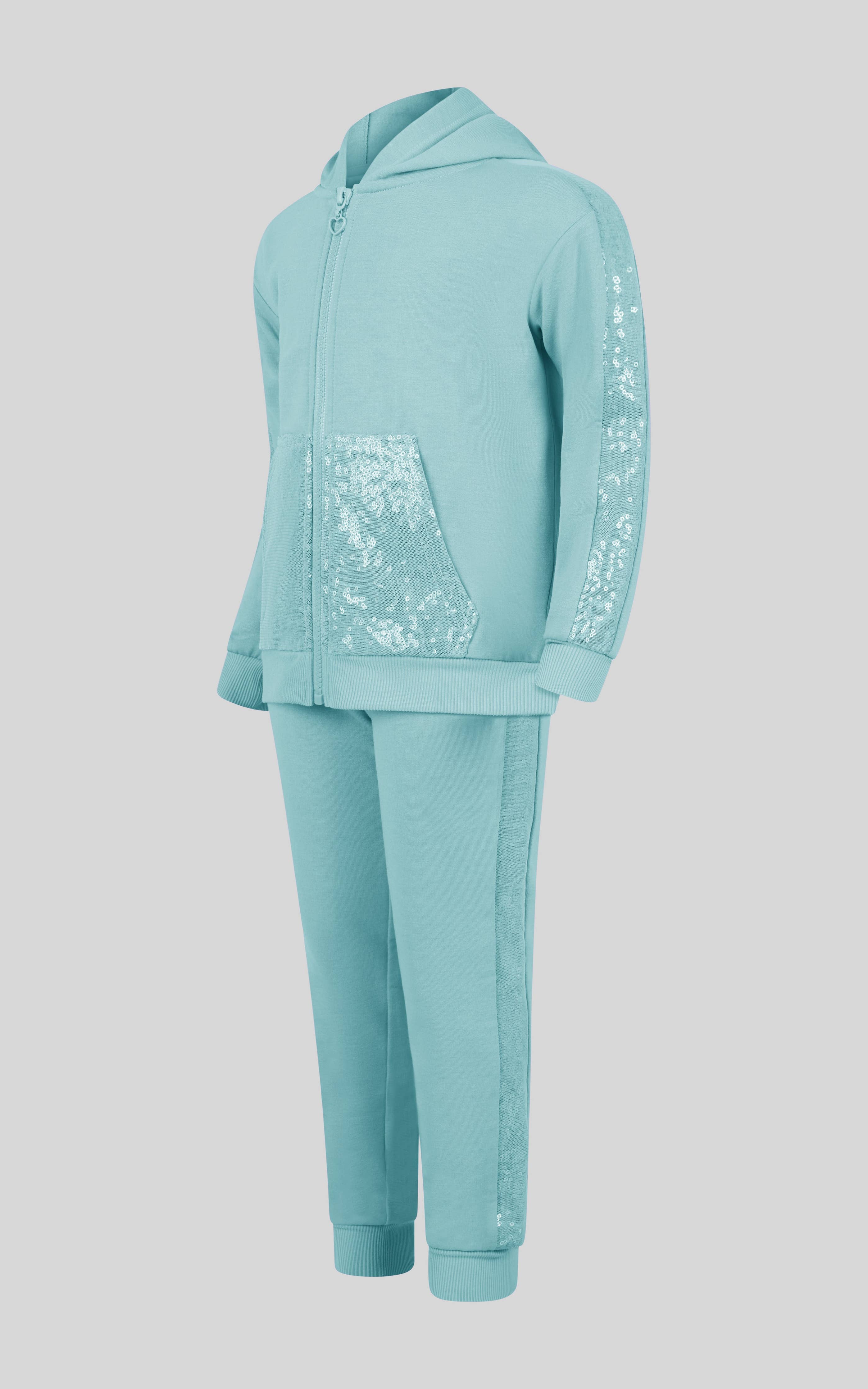 Toddler Girls Sequin Hoodie Jacket and Jogger Set