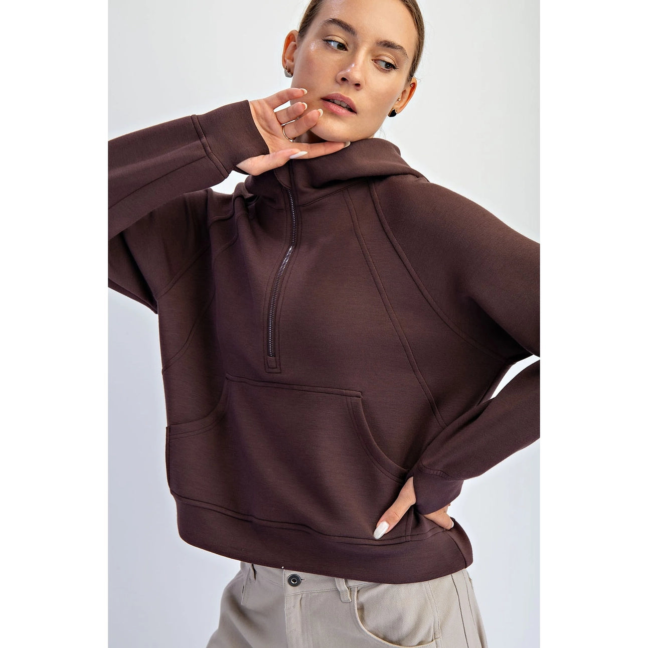 MODAL SCUBA QUARTER ZIP HODDIE JACKET