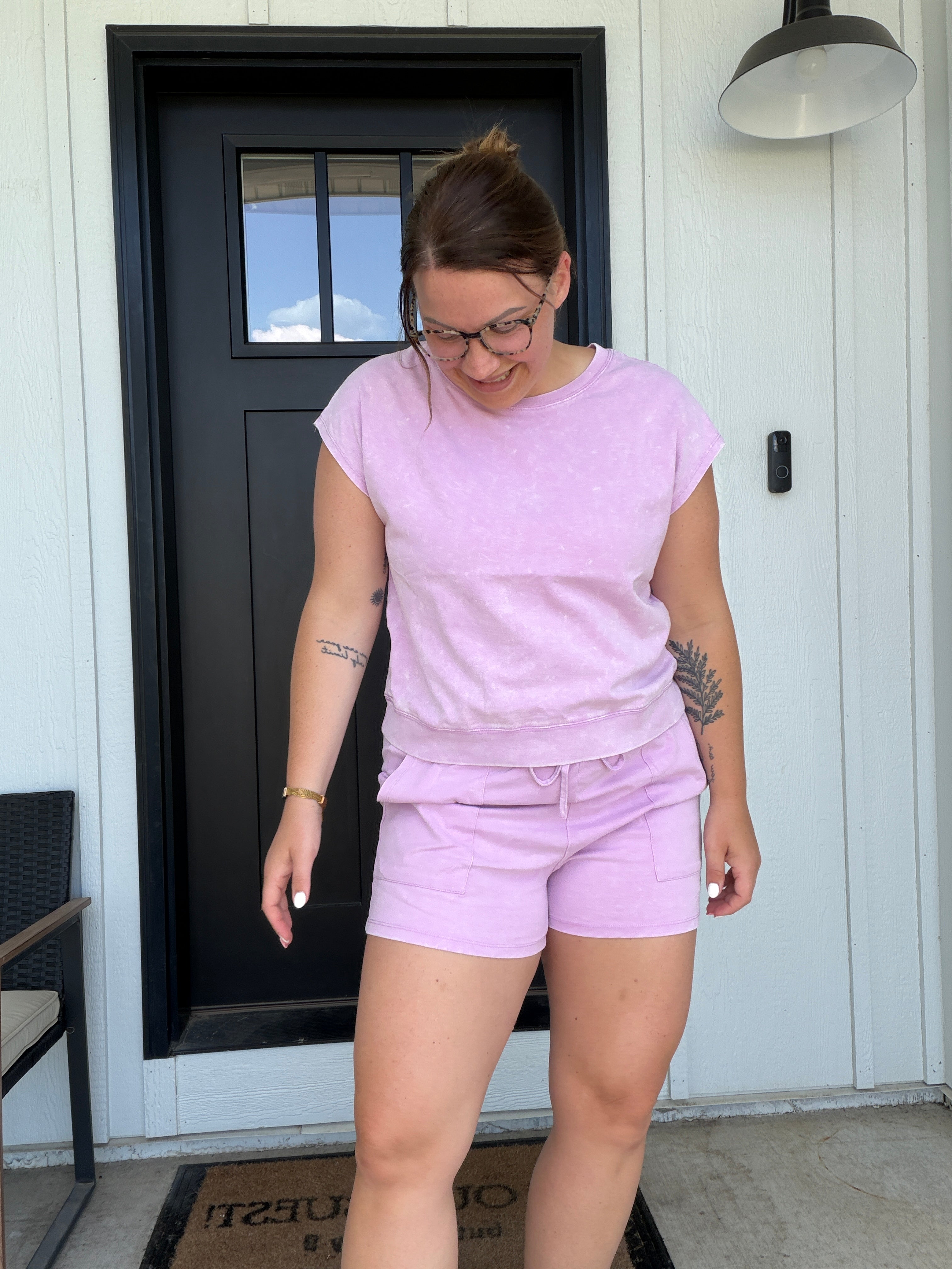 LAS Mineral Wash Drawstring Shorts Set