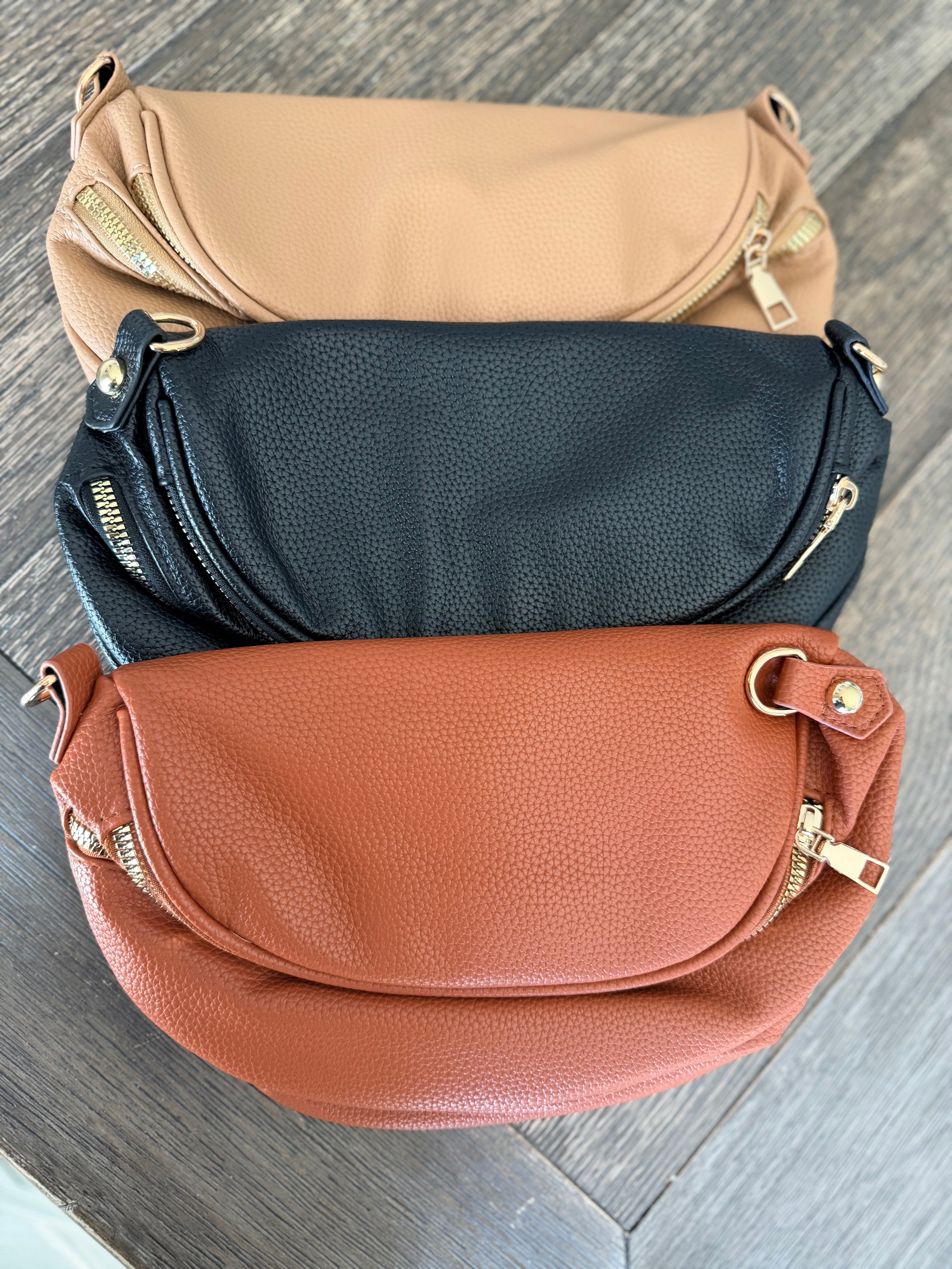 Vegan Leather Multi Pocket Crossbody Bag