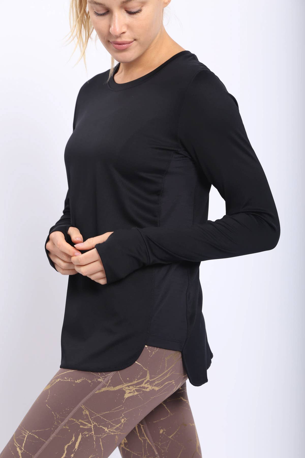 Active Top with Breathable Panels and Thumb Holes