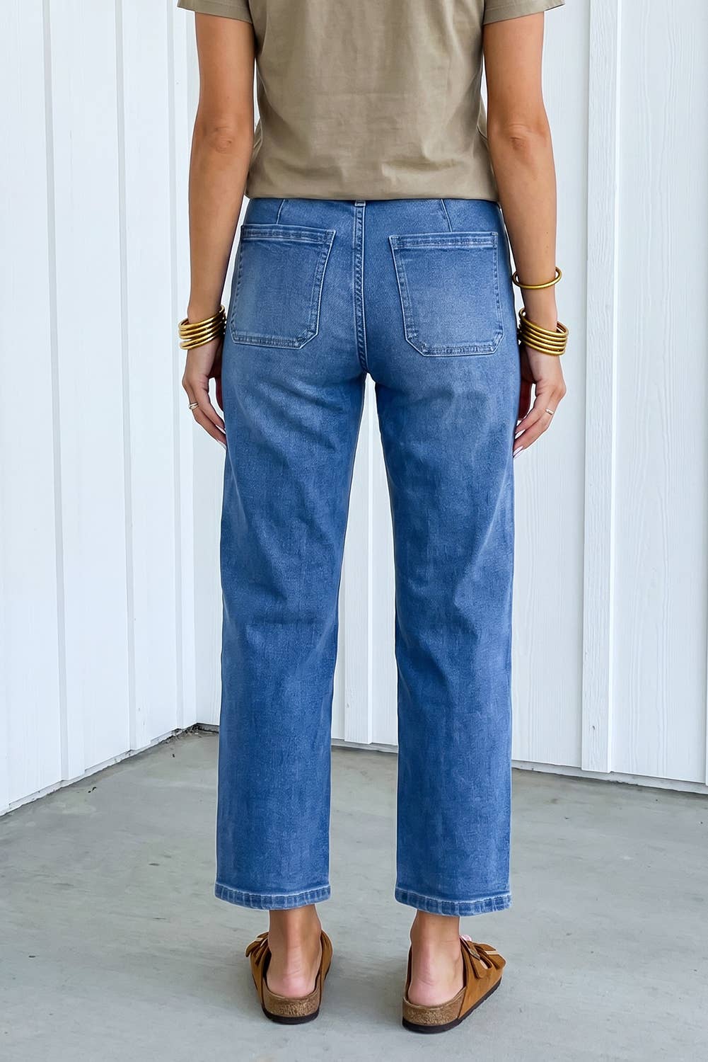 Drawstring Casual Pocket Patched Denim Jeans