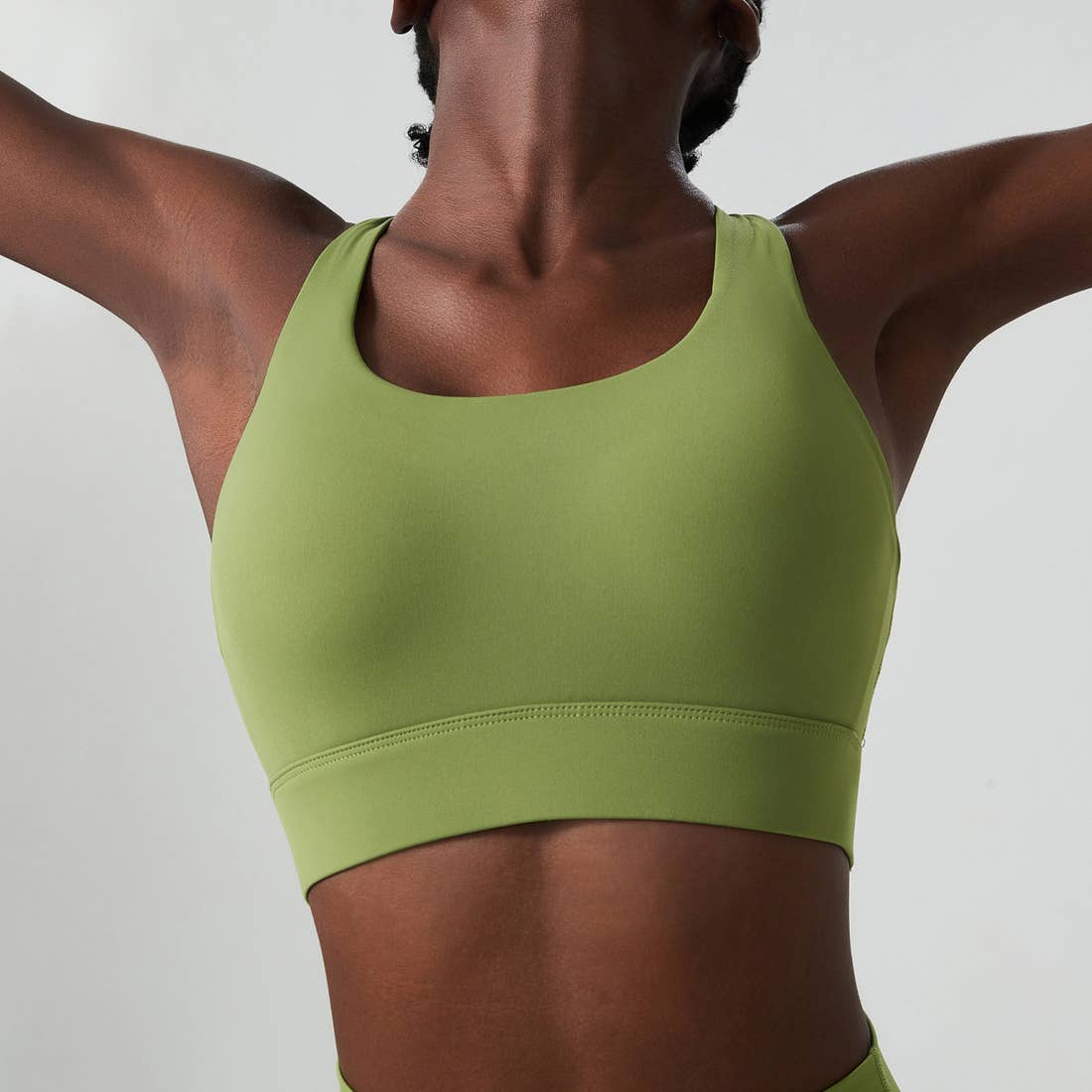 Solid Color Back Buckle High Support Fitness Sports Bra