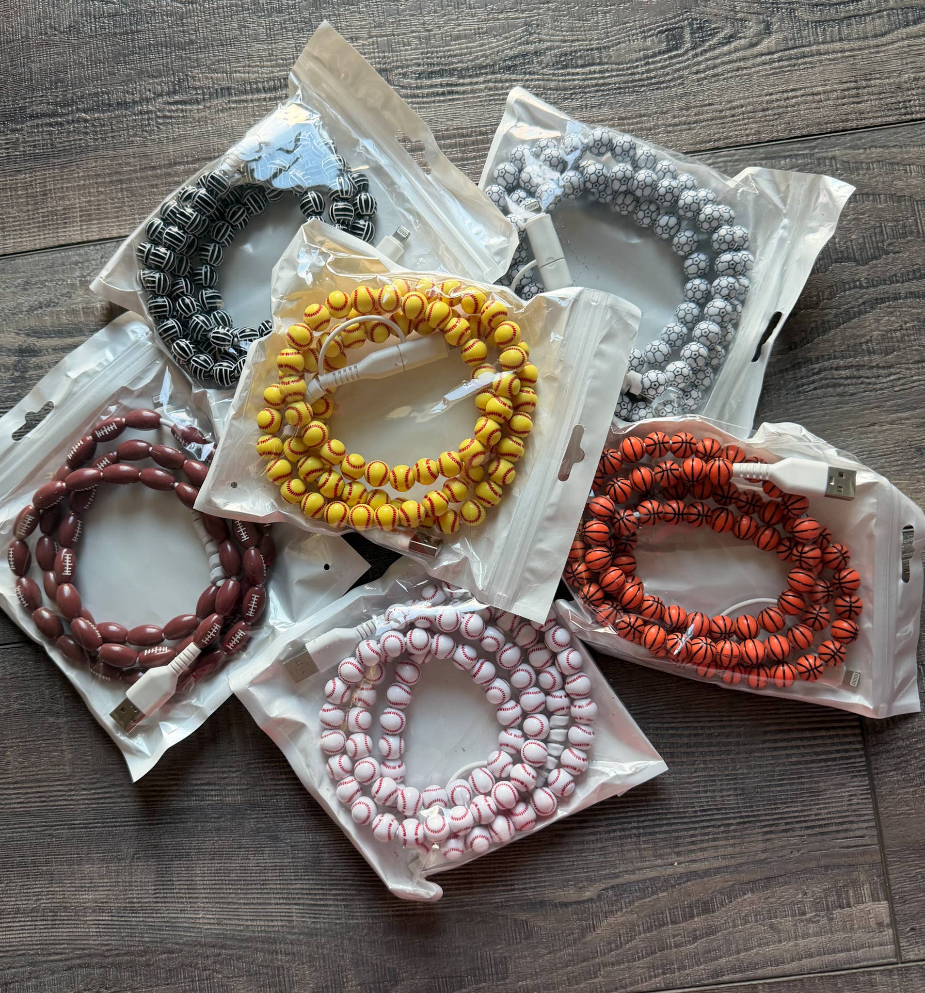 Beaded Phone Charger with Lightning & USB-C Cable Sports