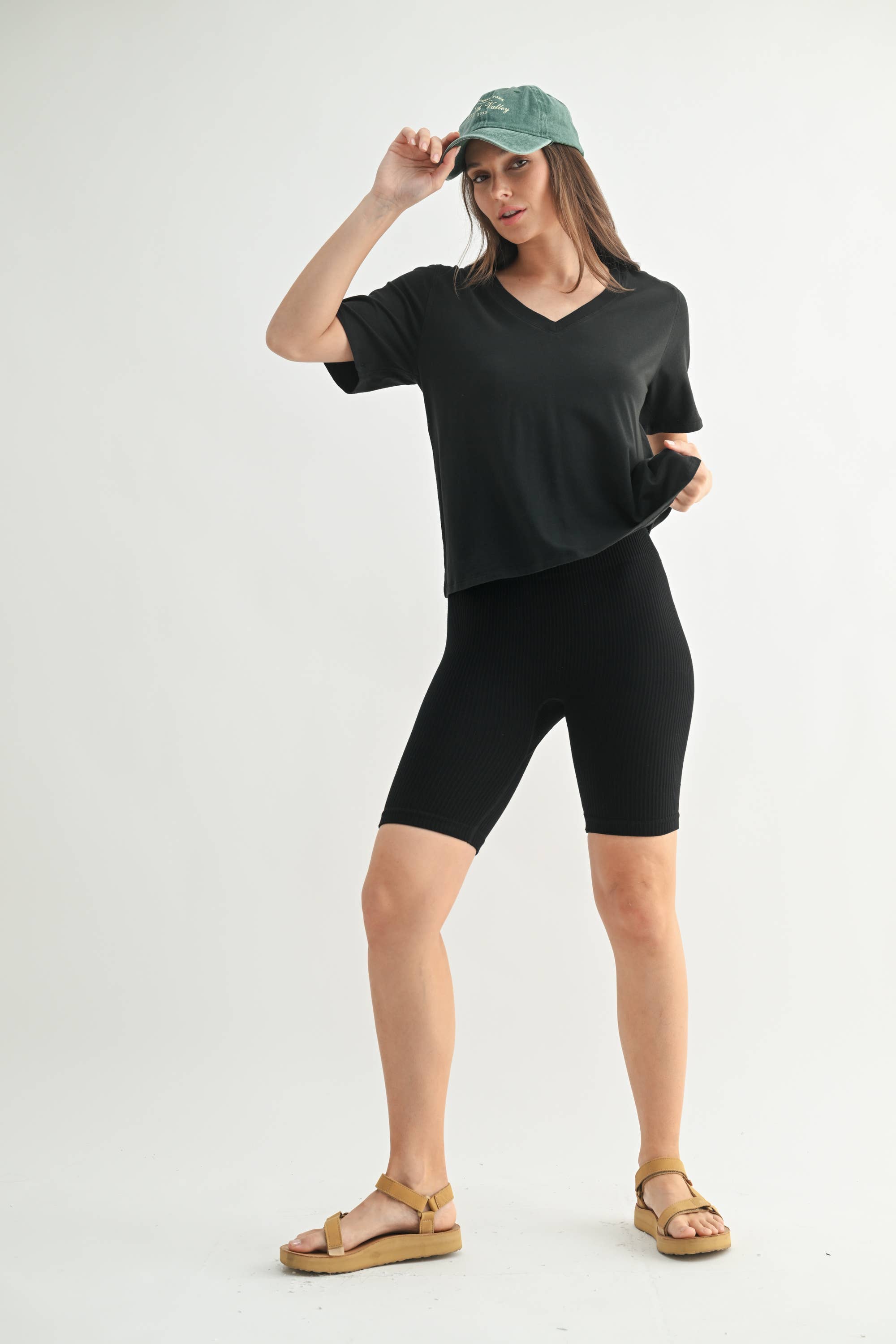 Pima Cotton Blend V-Neck Tee