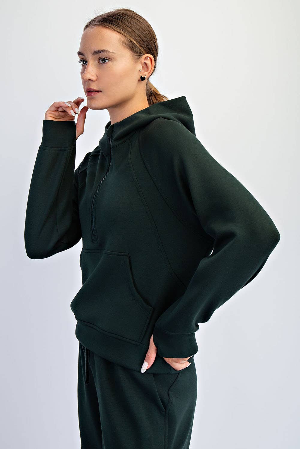 MODAL SCUBA QUARTER ZIP HODDIE JACKET