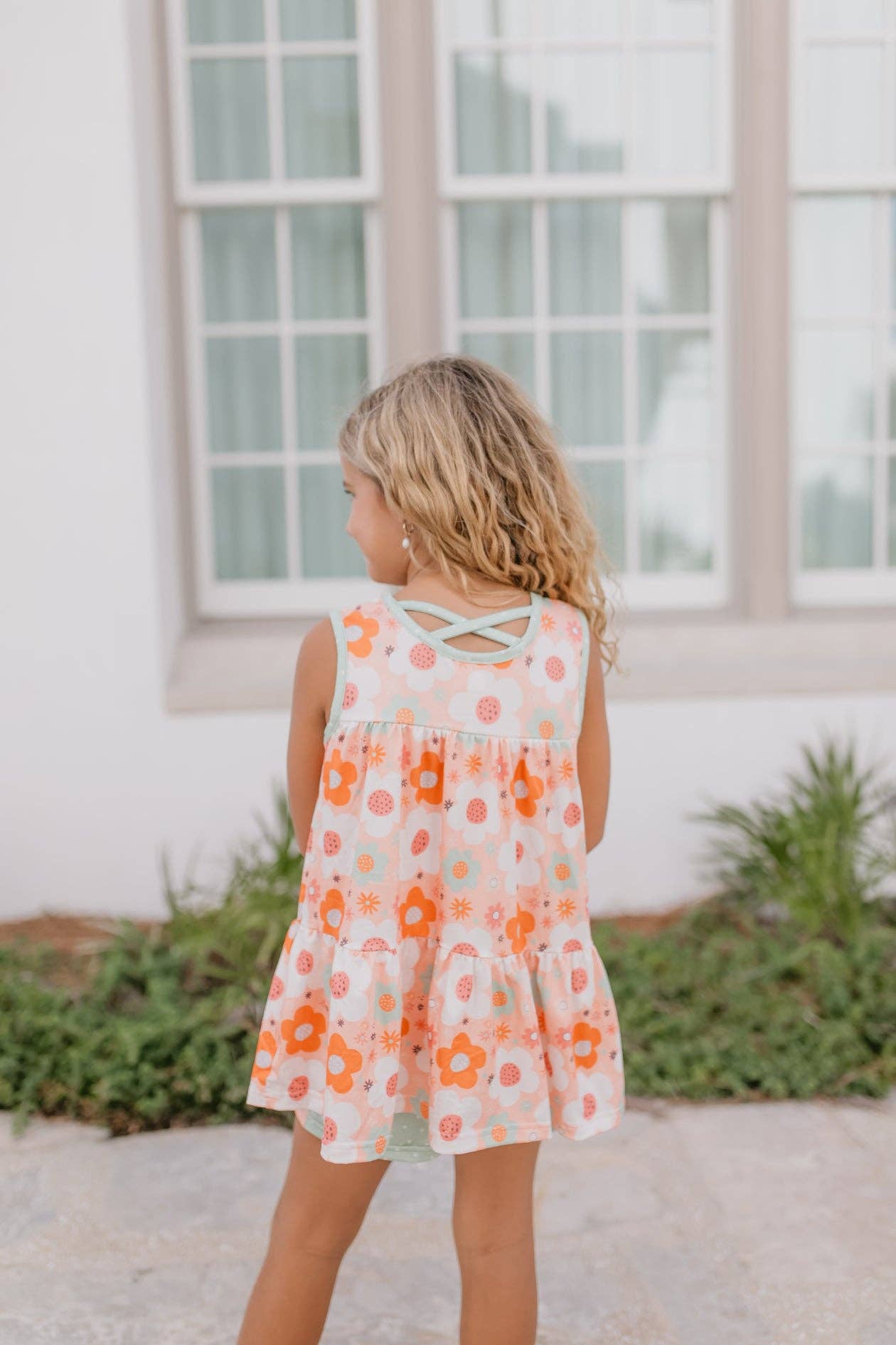 Girls Retro Flower Summer Short Set