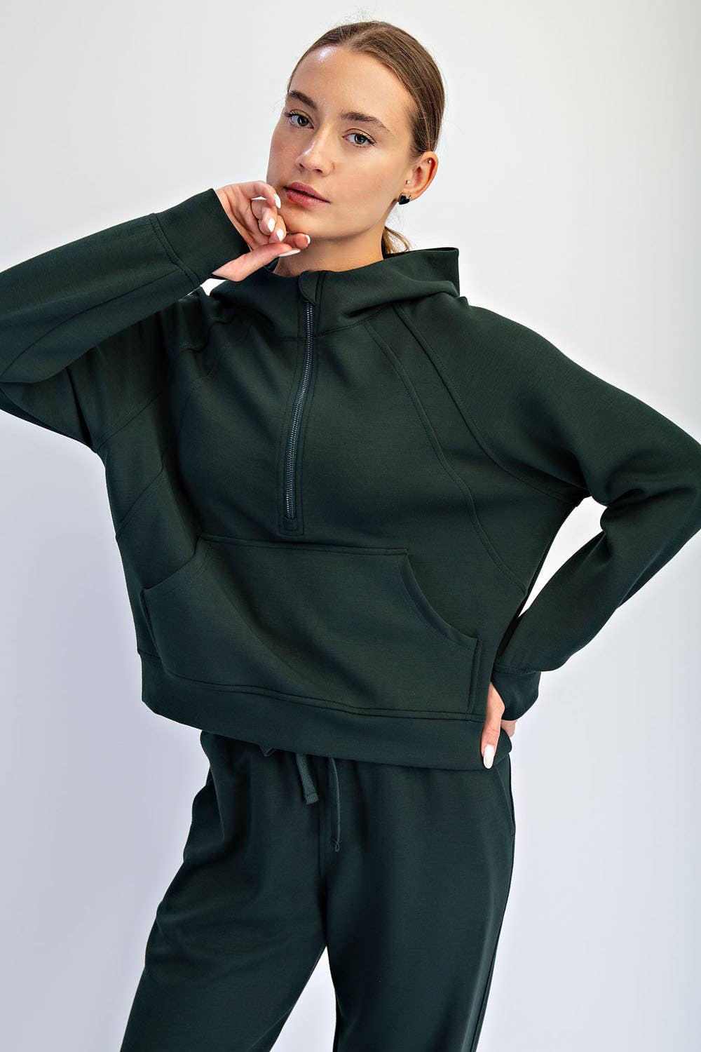 MODAL SCUBA QUARTER ZIP HODDIE JACKET