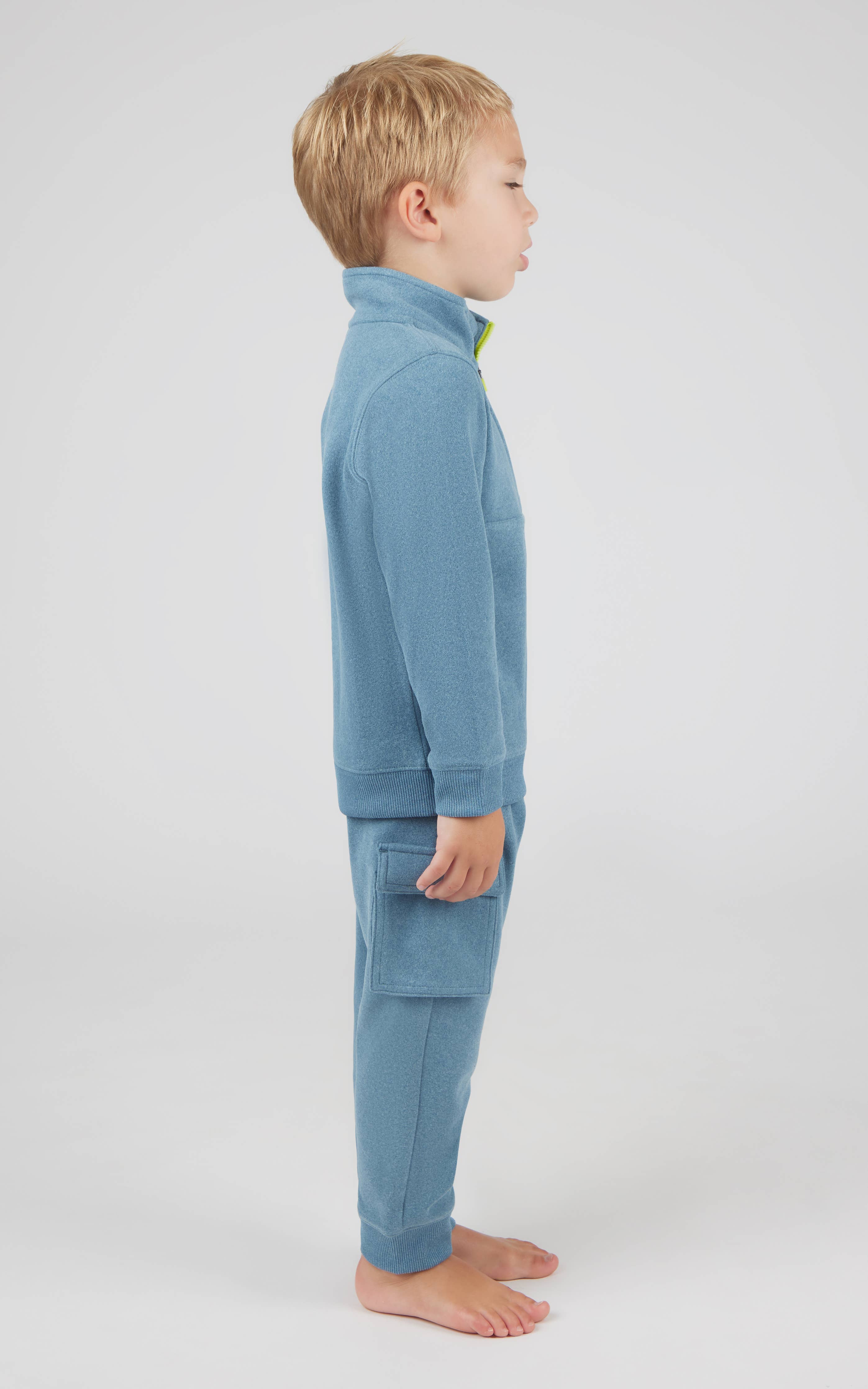 Toddler Boys Melange Fleece Half Zip and Jogger