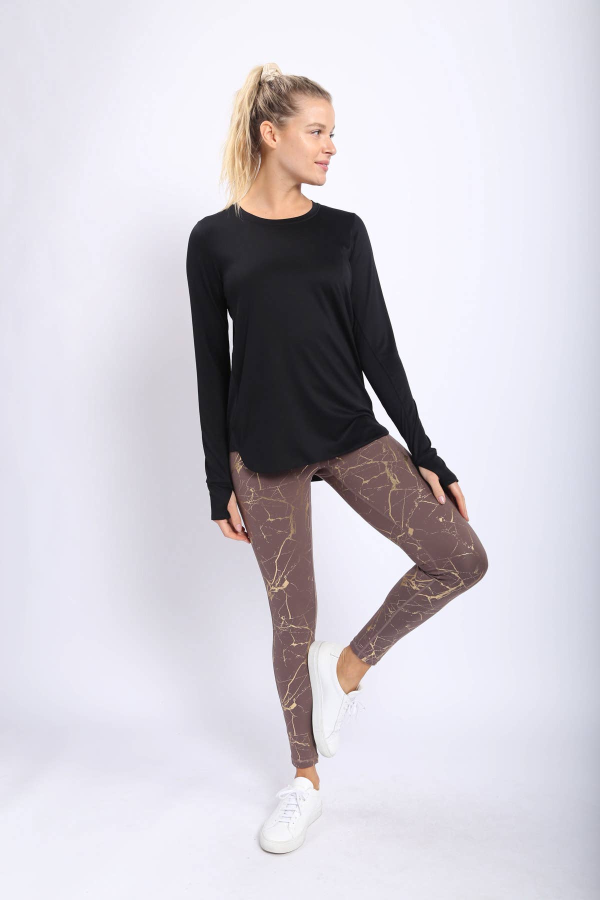 Active Top with Breathable Panels and Thumb Holes