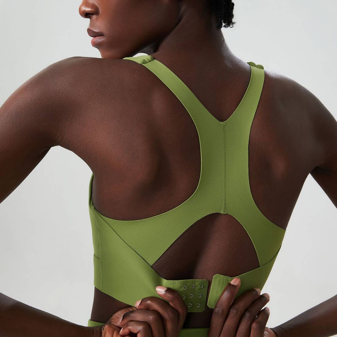 Solid Color Back Buckle High Support Fitness Sports Bra
