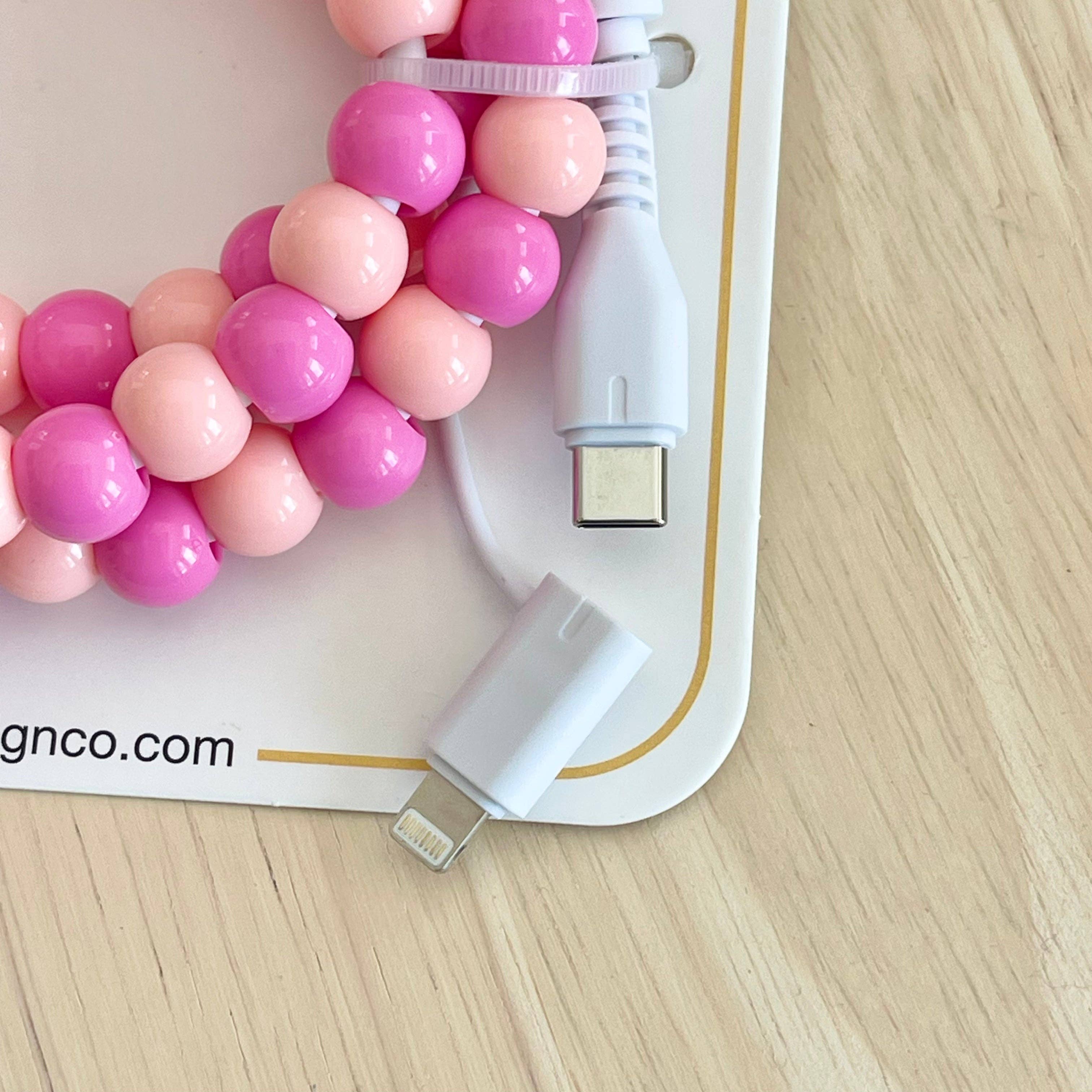Beaded Phone Charger - Pearl