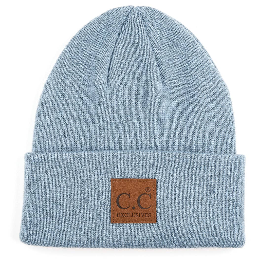 Classic Beanie Hat with Suede Logo Patch