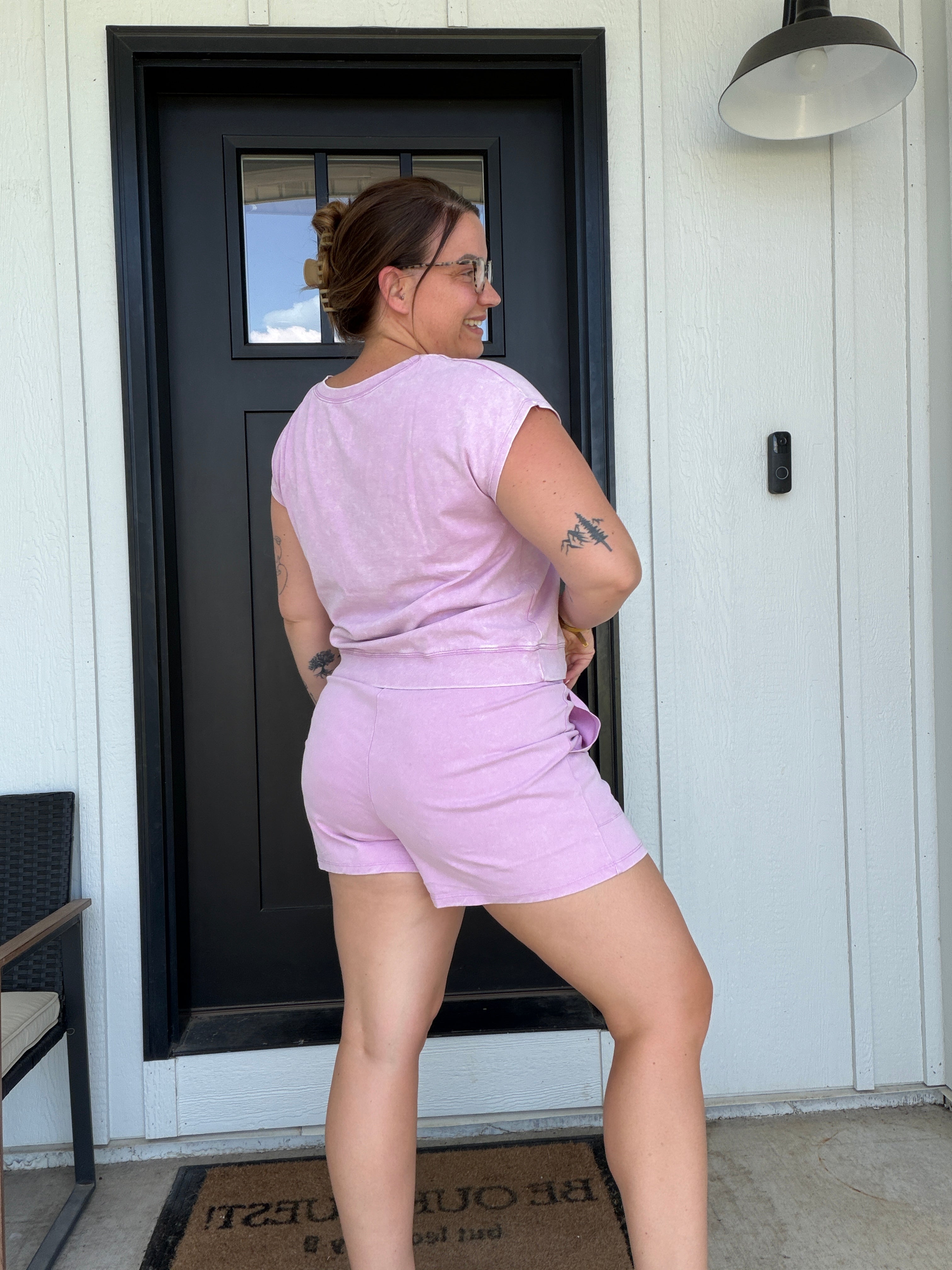 LAS Mineral Wash Drawstring Shorts Set