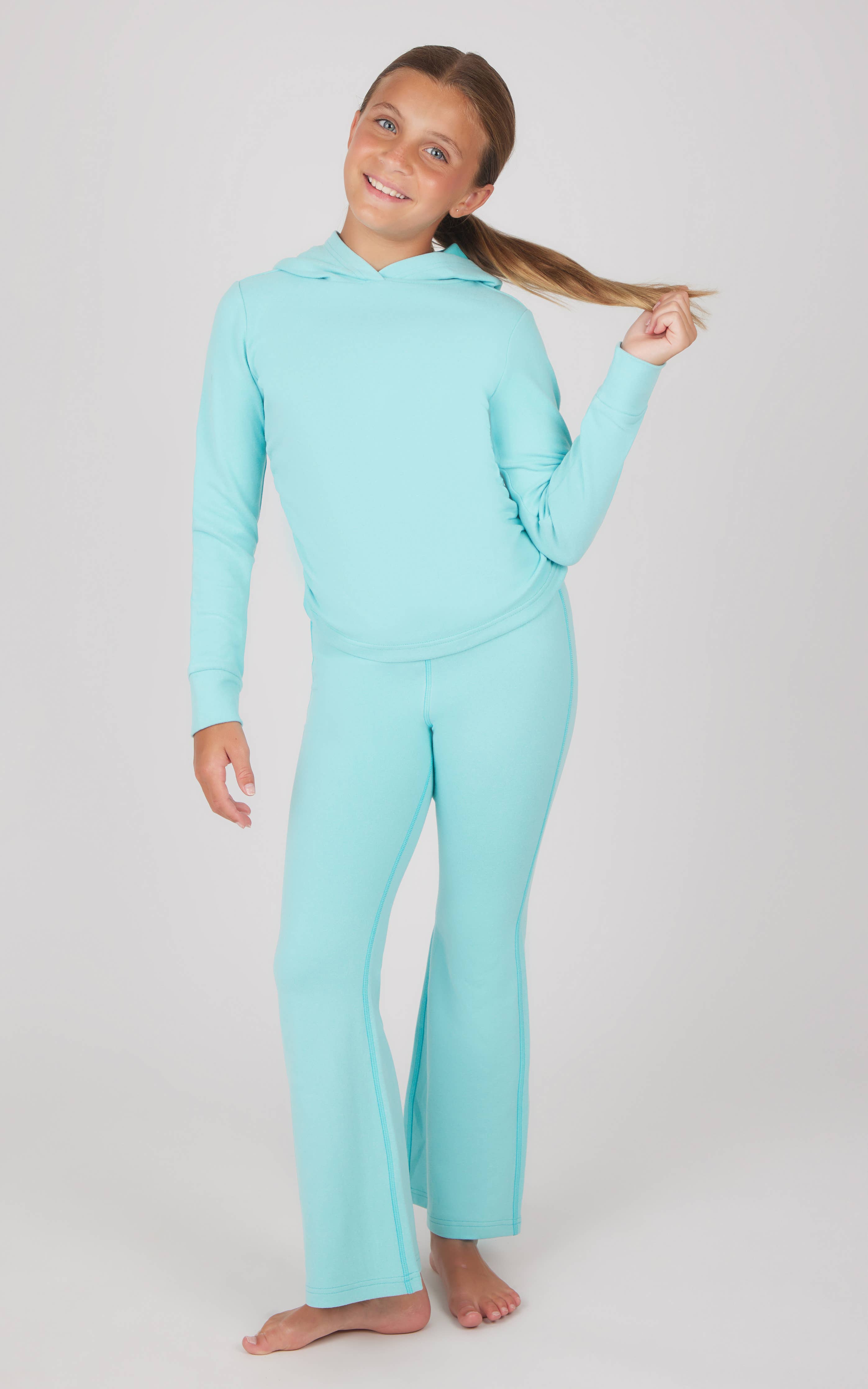 Yogalicious Tween Girls Melange Hoodie and Flare Pant Set