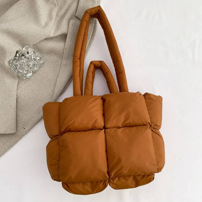 Simple Puffer Tote Bag Solid Color Soft Handbag