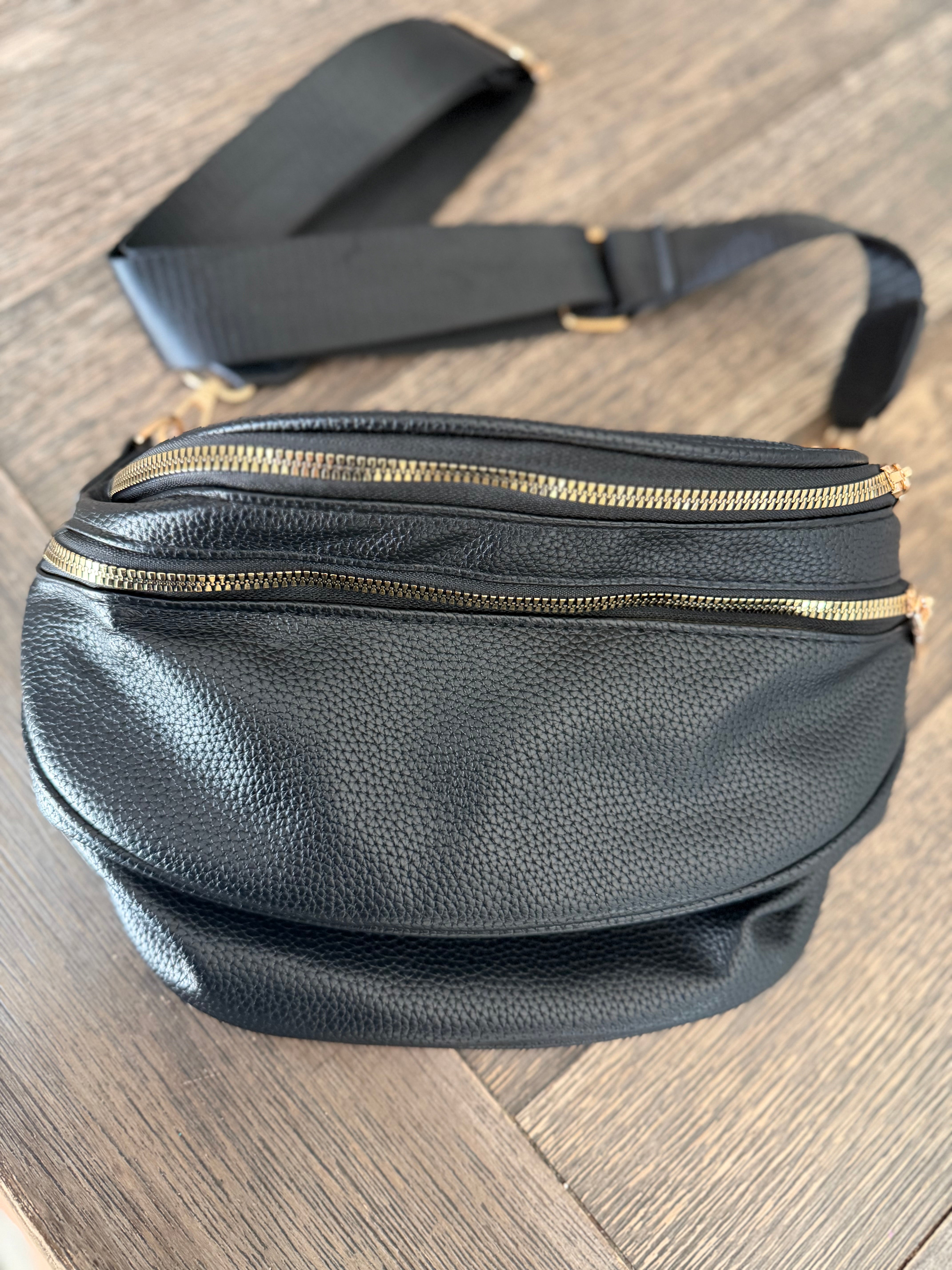 Vegan Leather Multi Pocket Crossbody Bag