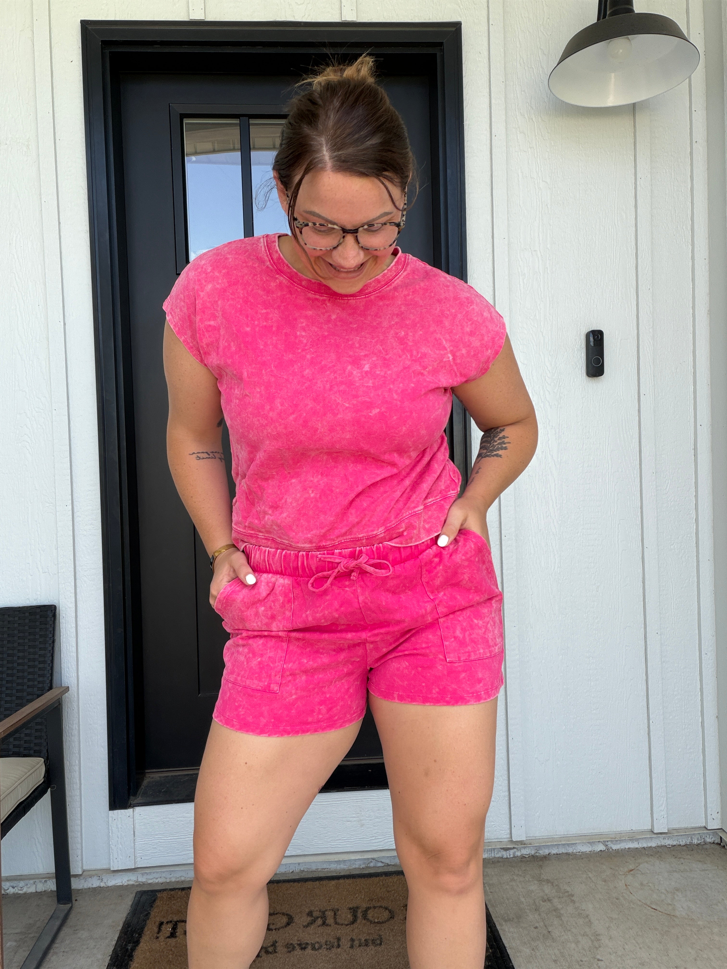 LAS Mineral Wash Drawstring Shorts Set