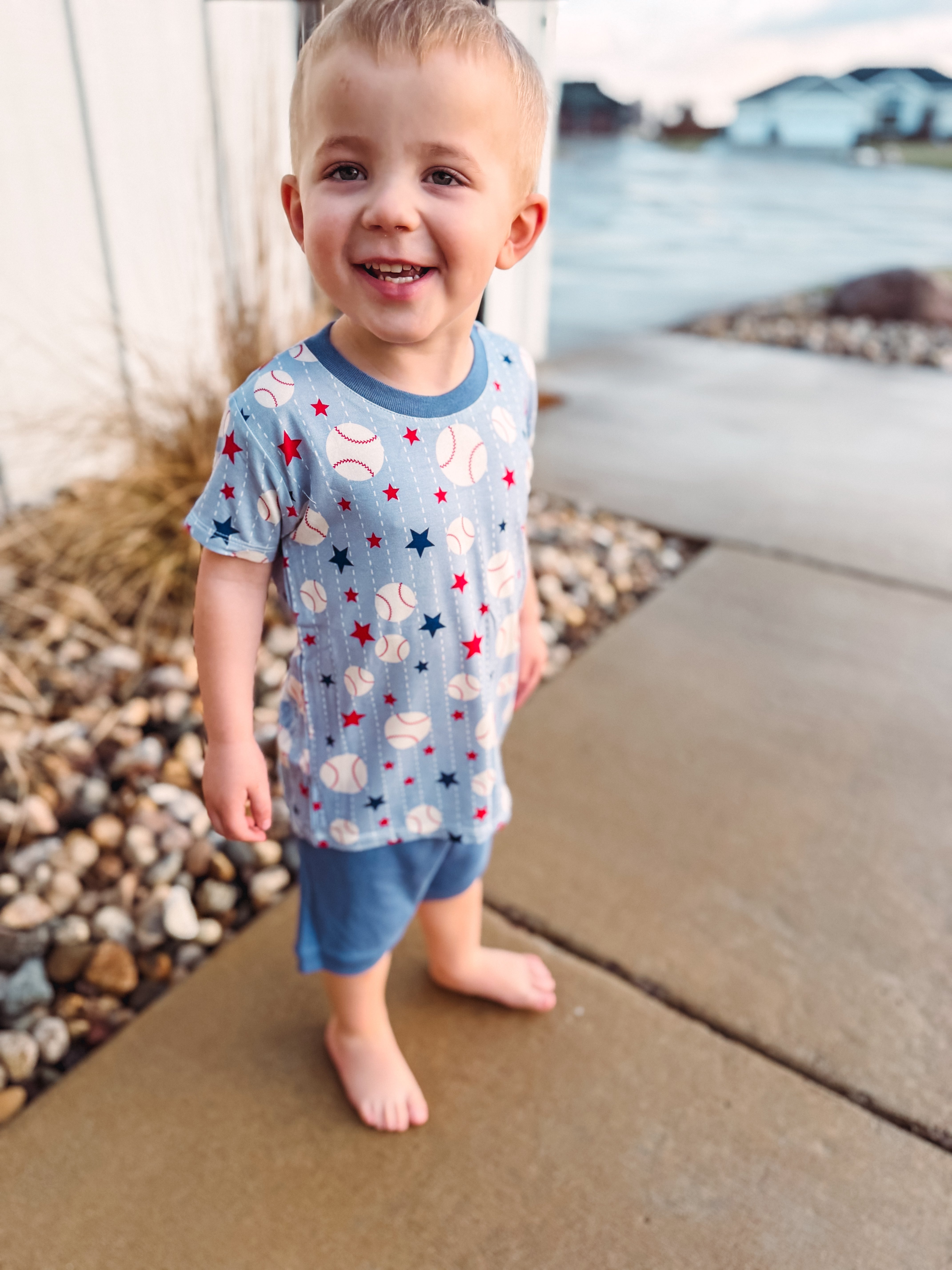Grand Slam Baseball Bamboo Tee & Cotton Shorts Set for Boys