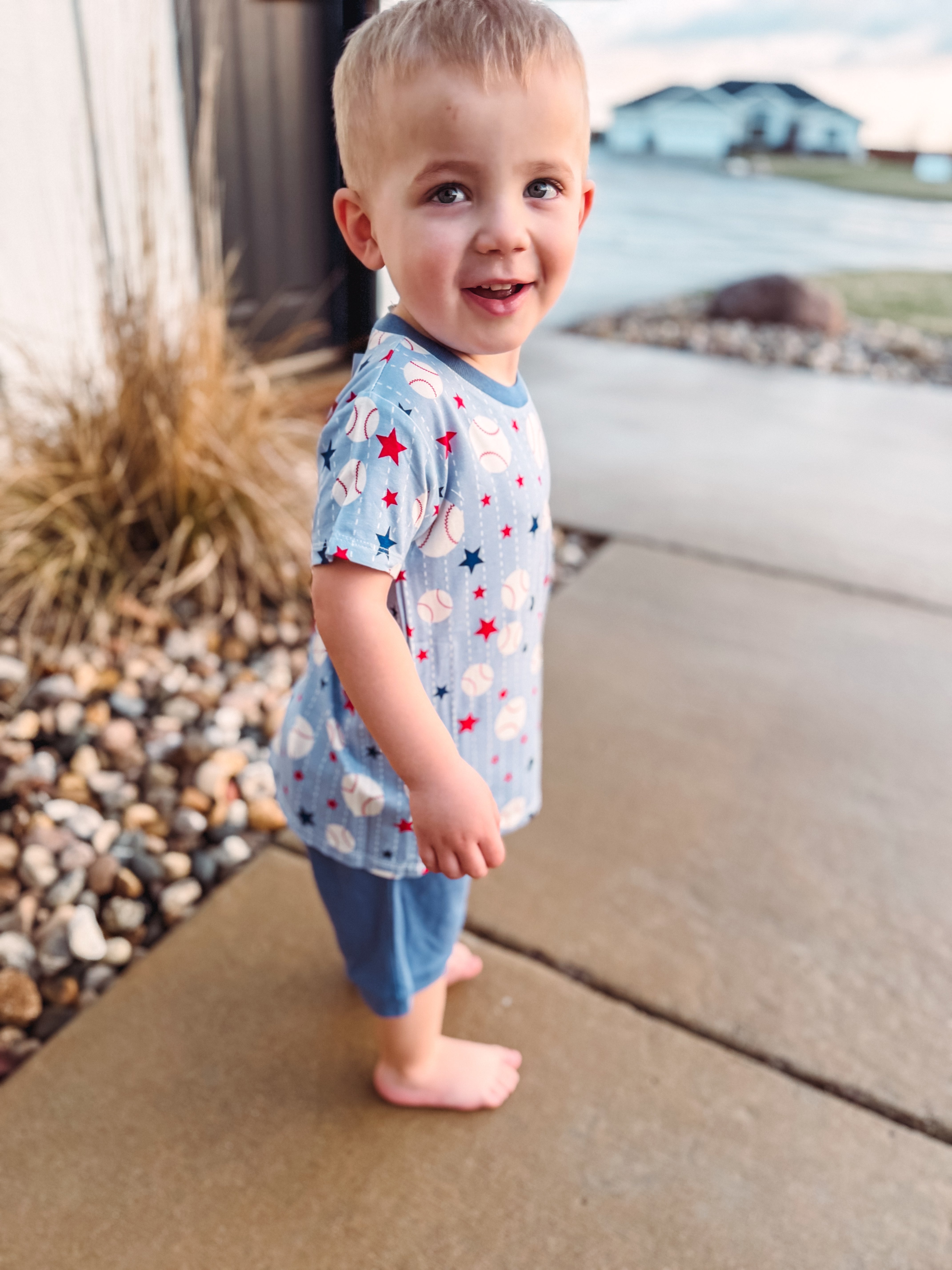 Grand Slam Baseball Bamboo Tee & Cotton Shorts Set for Boys