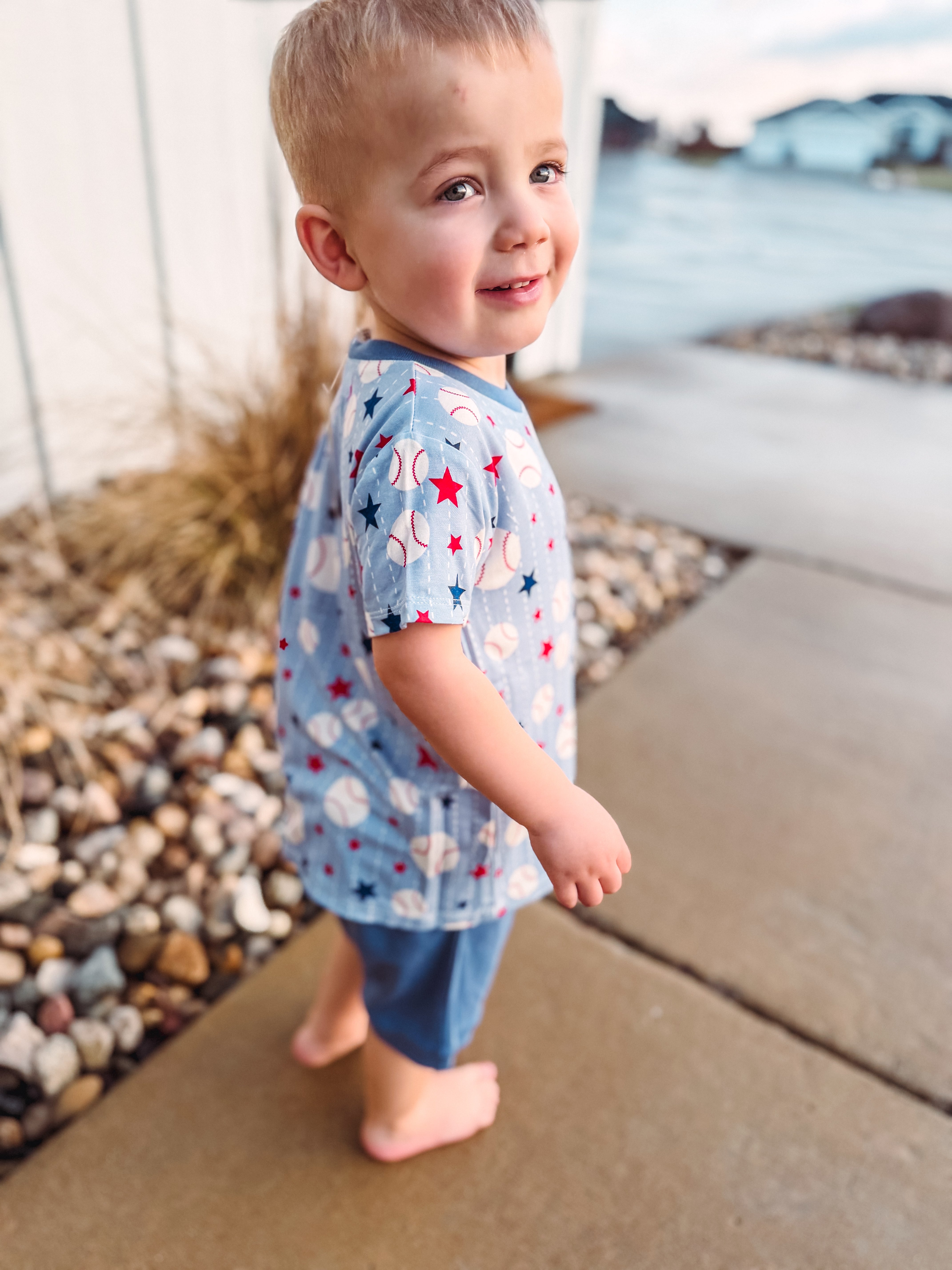 Grand Slam Baseball Bamboo Tee & Cotton Shorts Set for Boys