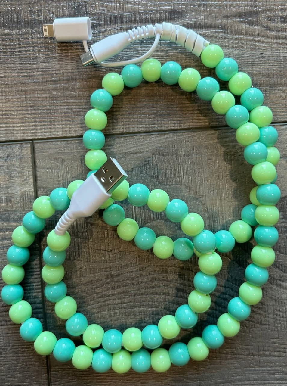 Beaded Phone Charger with Lightning & USB-C Cable