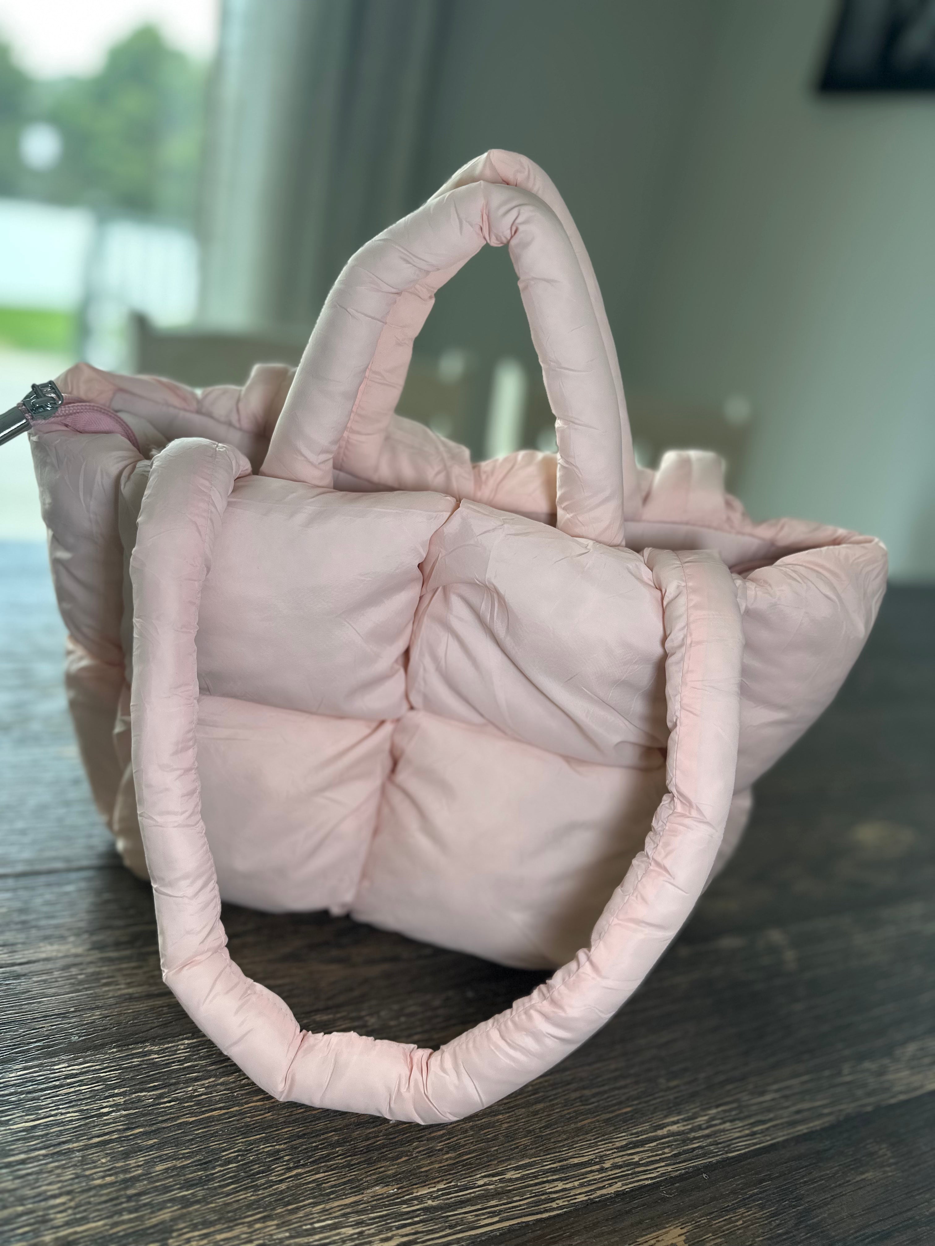 Simple Puffer Tote Bag Solid Color Soft Handbag